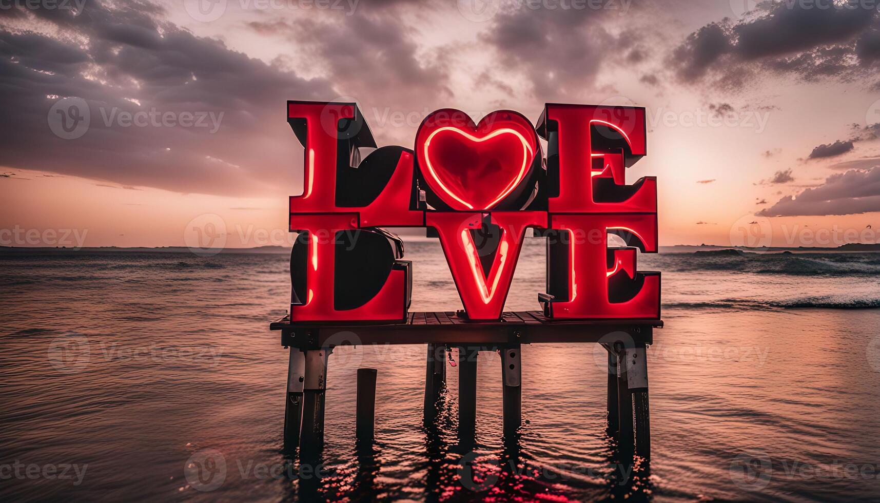 Love Sign at Sunset photo