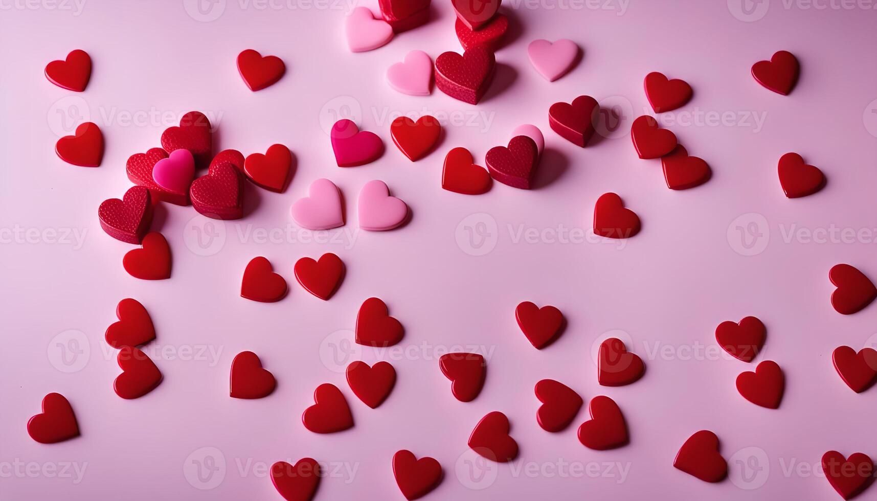 Scattered Hearts on Pink Background photo