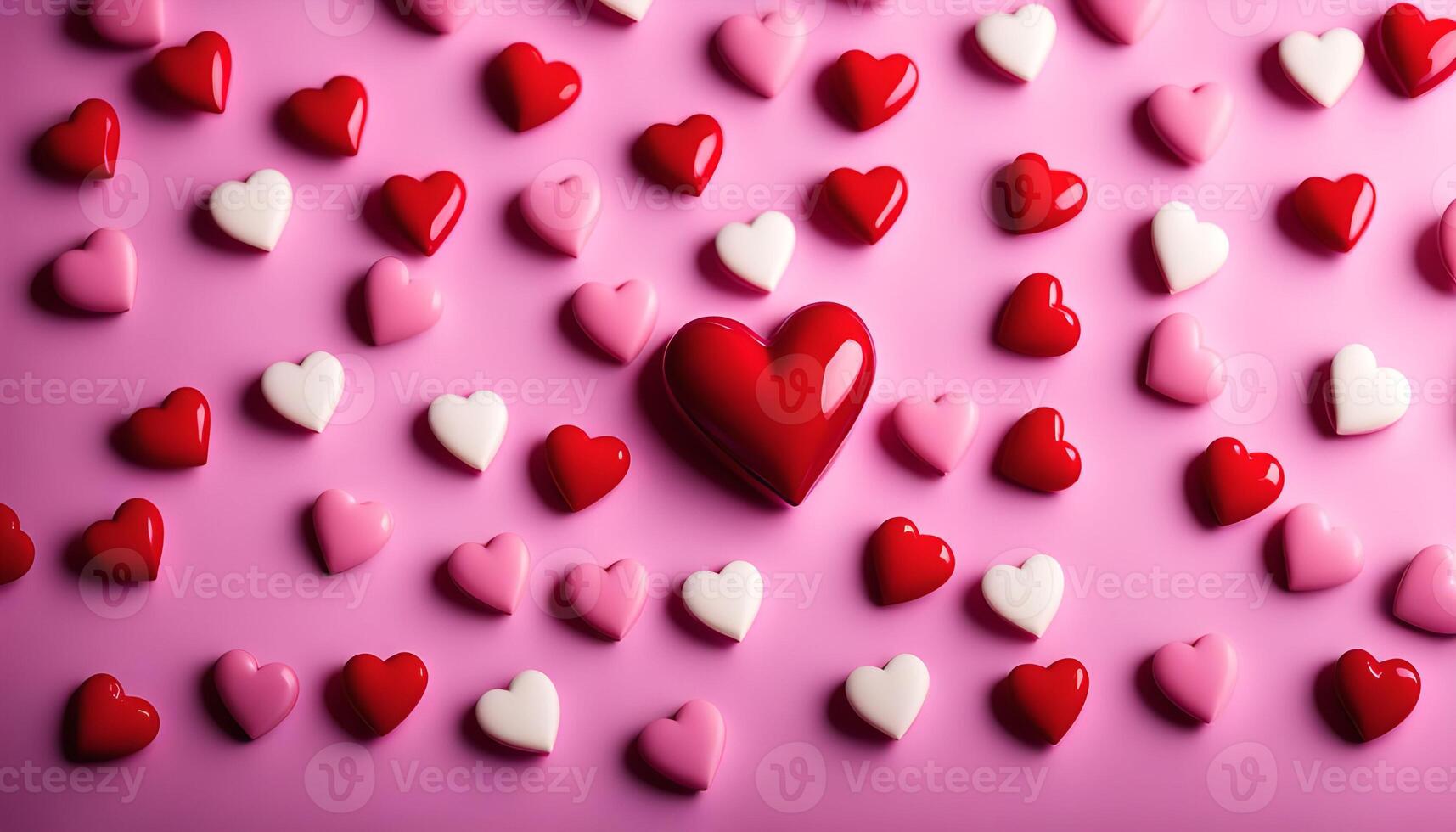 Red Hearts on Pink Background photo
