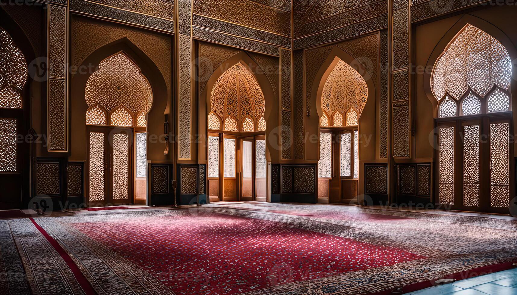 Interior of a Mosque with intricate details photo