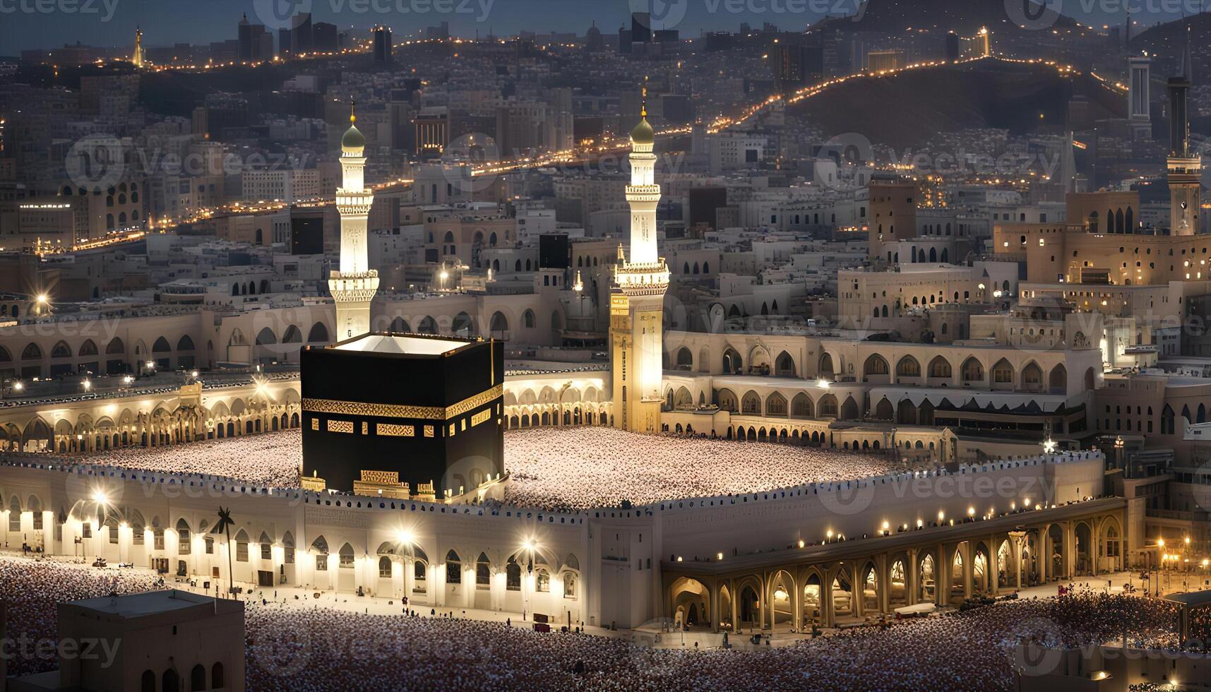 Night View of the Kaaba in Mecca photo