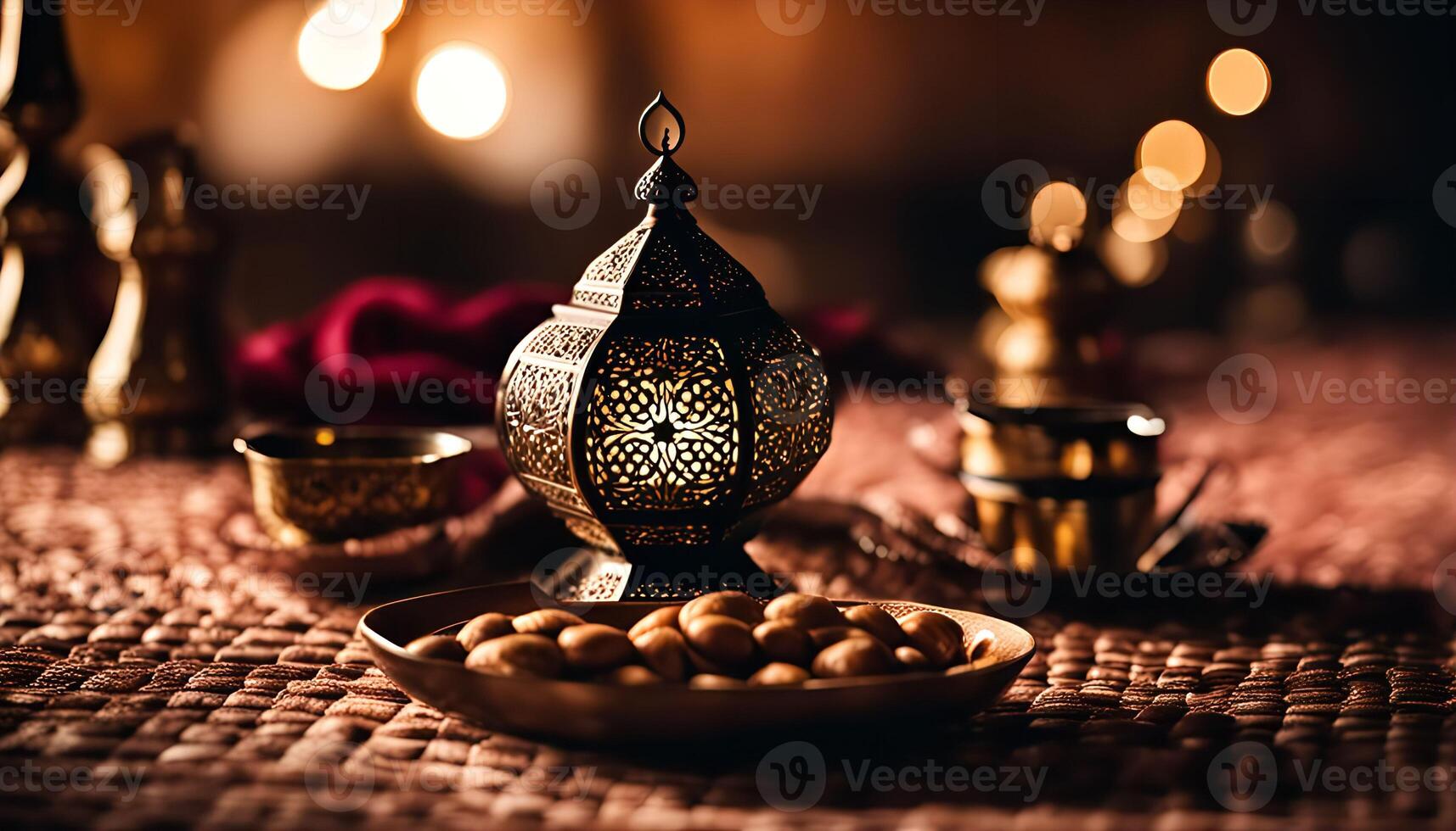 Intricate Lantern with Dates on a Table photo