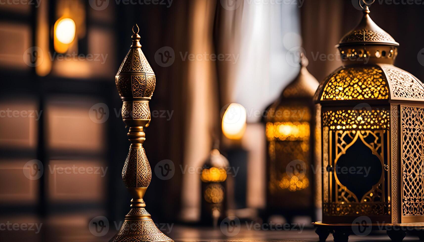 Ornate Lanterns Illuminated with Warm Light photo
