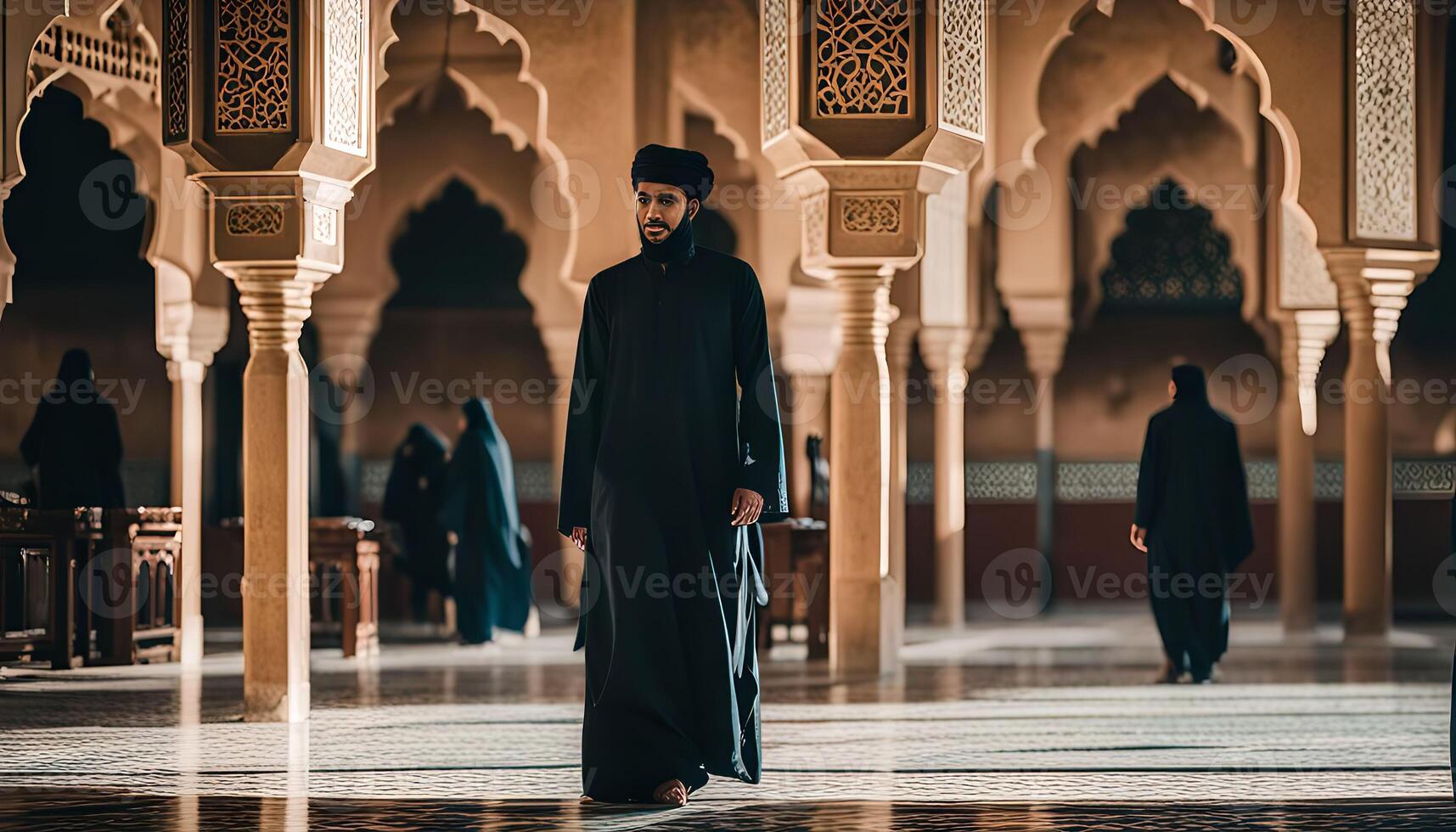 Man Walking Through a Mosque photo