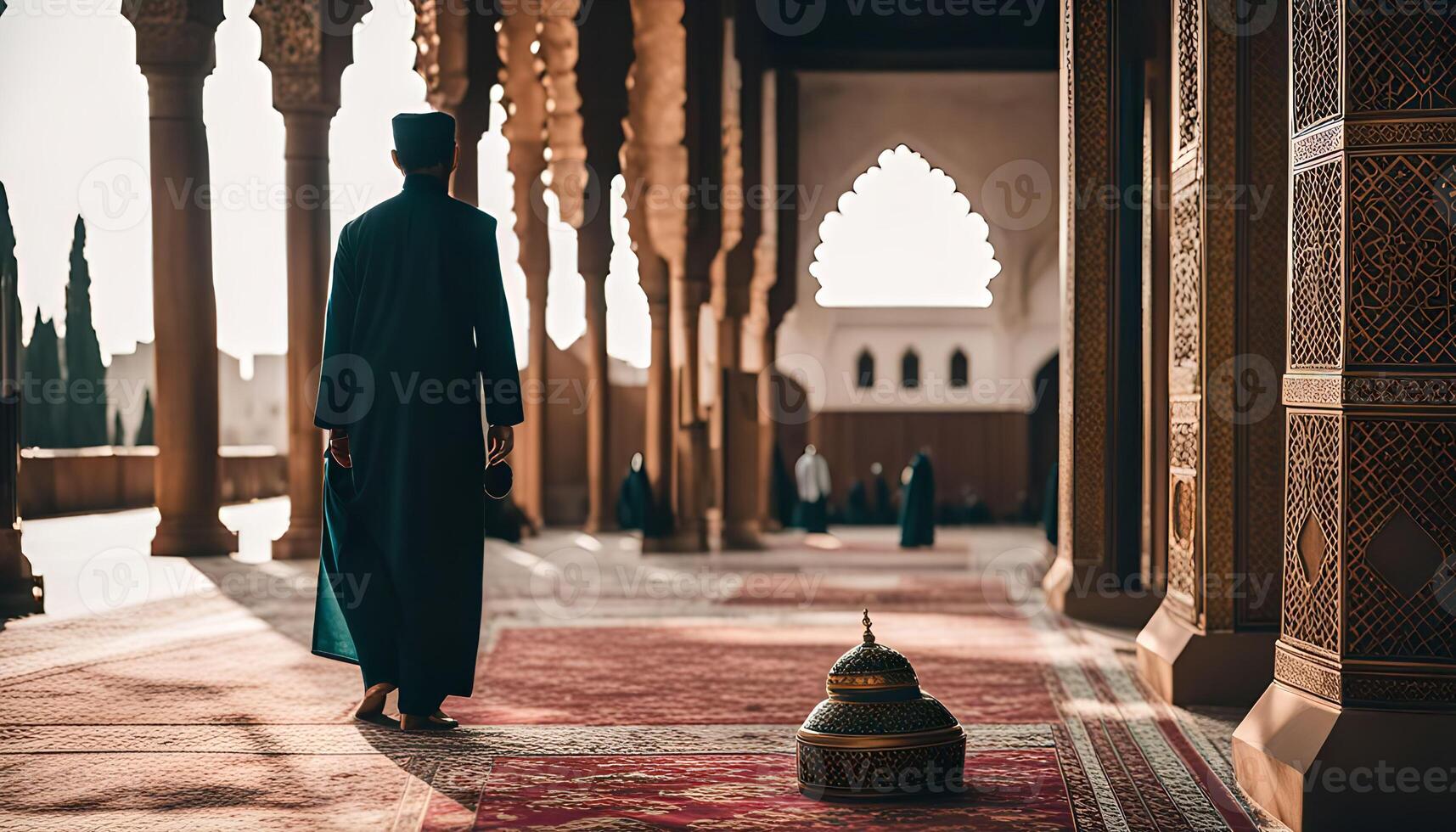 Man Walking in a Mosque photo