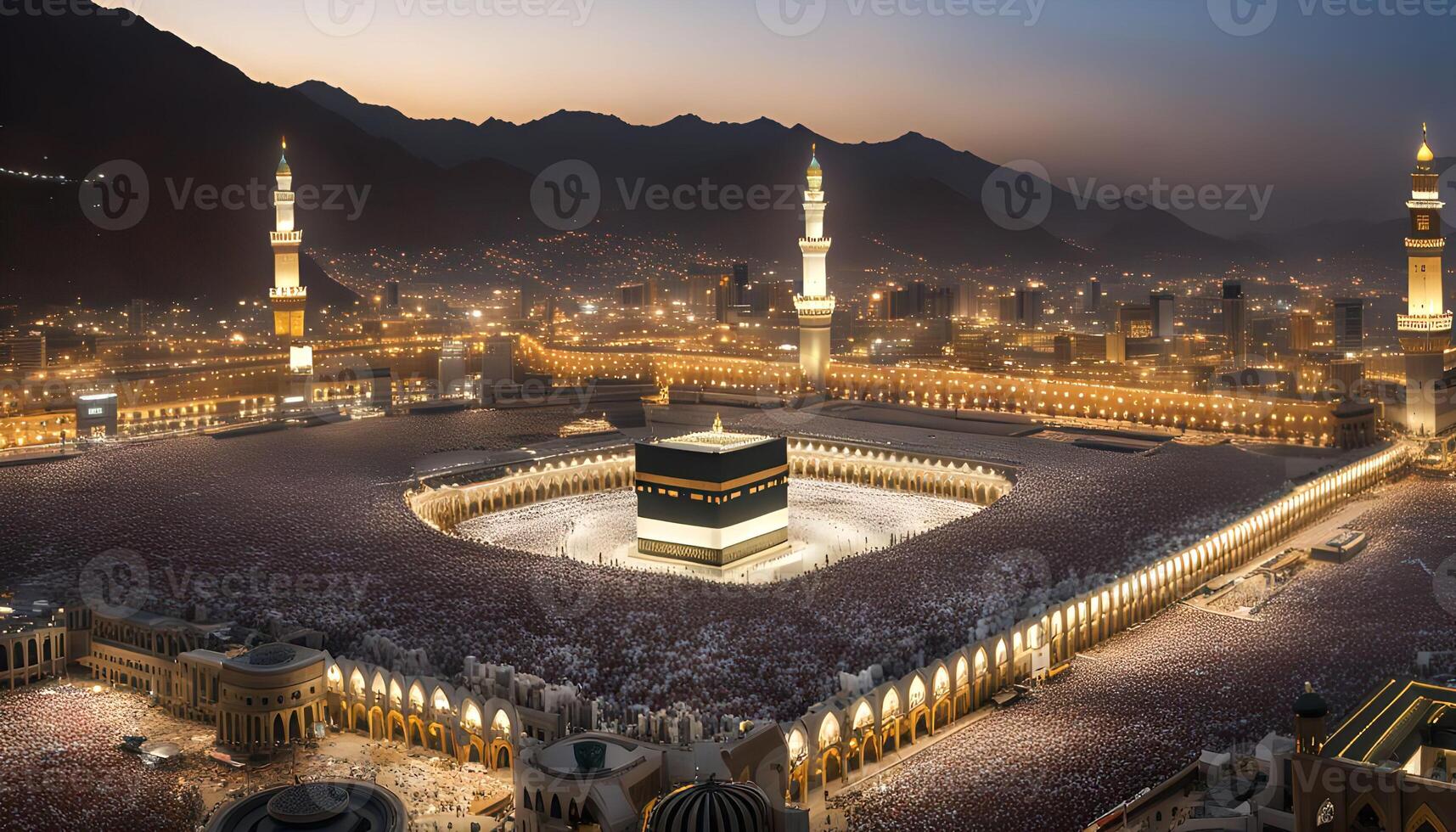 Aerial View of the Kaaba in Mecca During the Hajj Pilgrimage photo
