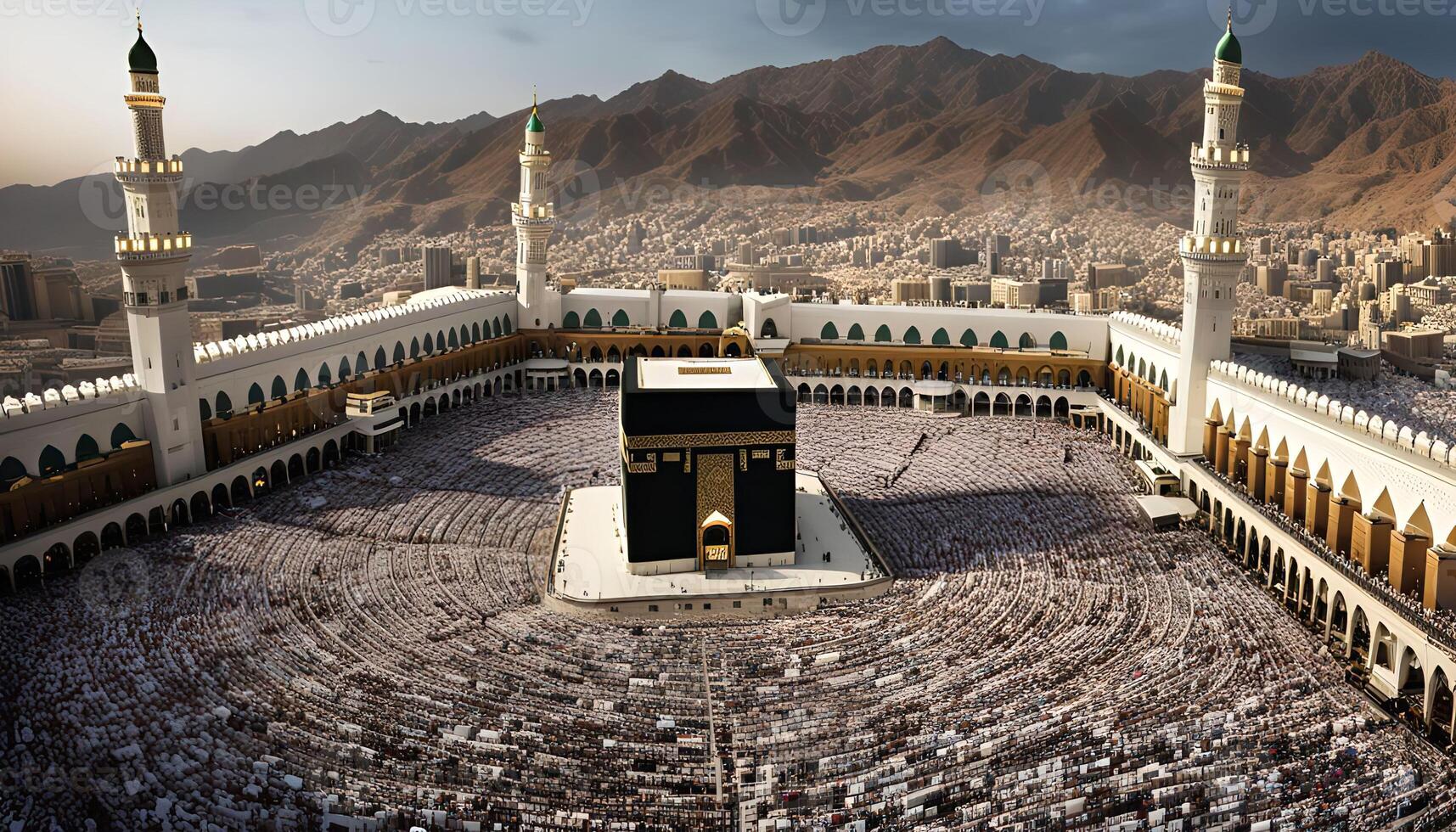 Aerial View of the Kaaba During Hajj Pilgrimage photo