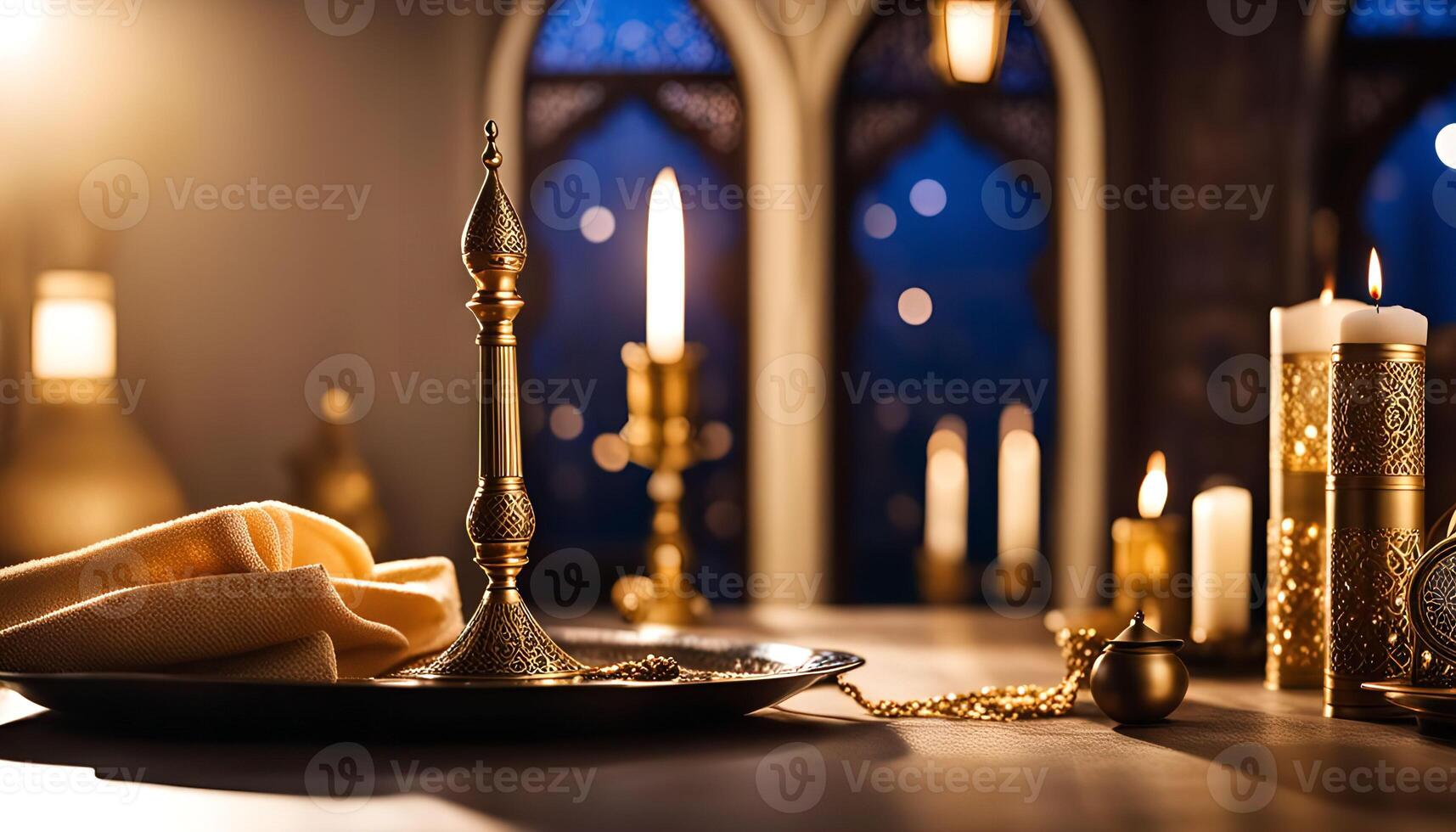 Ornate Candles and Decor in a Mystical Setting photo