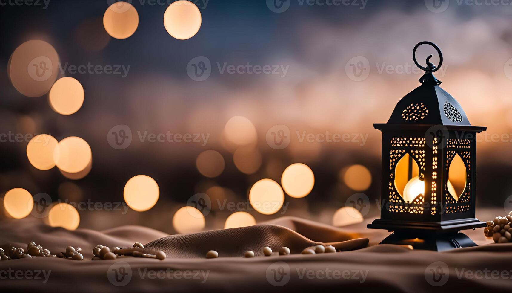 Ornamental Lantern with Warm Lights photo