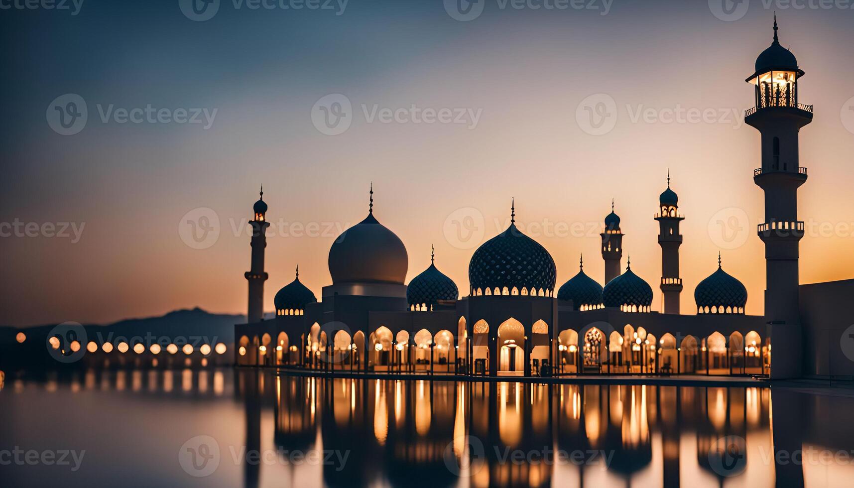 Mosque Reflection at Dusk photo