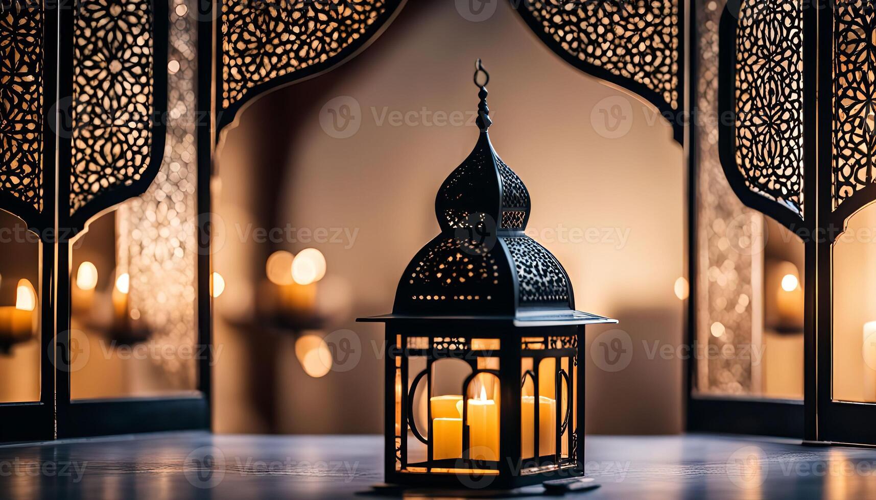 Ornate Lantern with Warm Glow photo