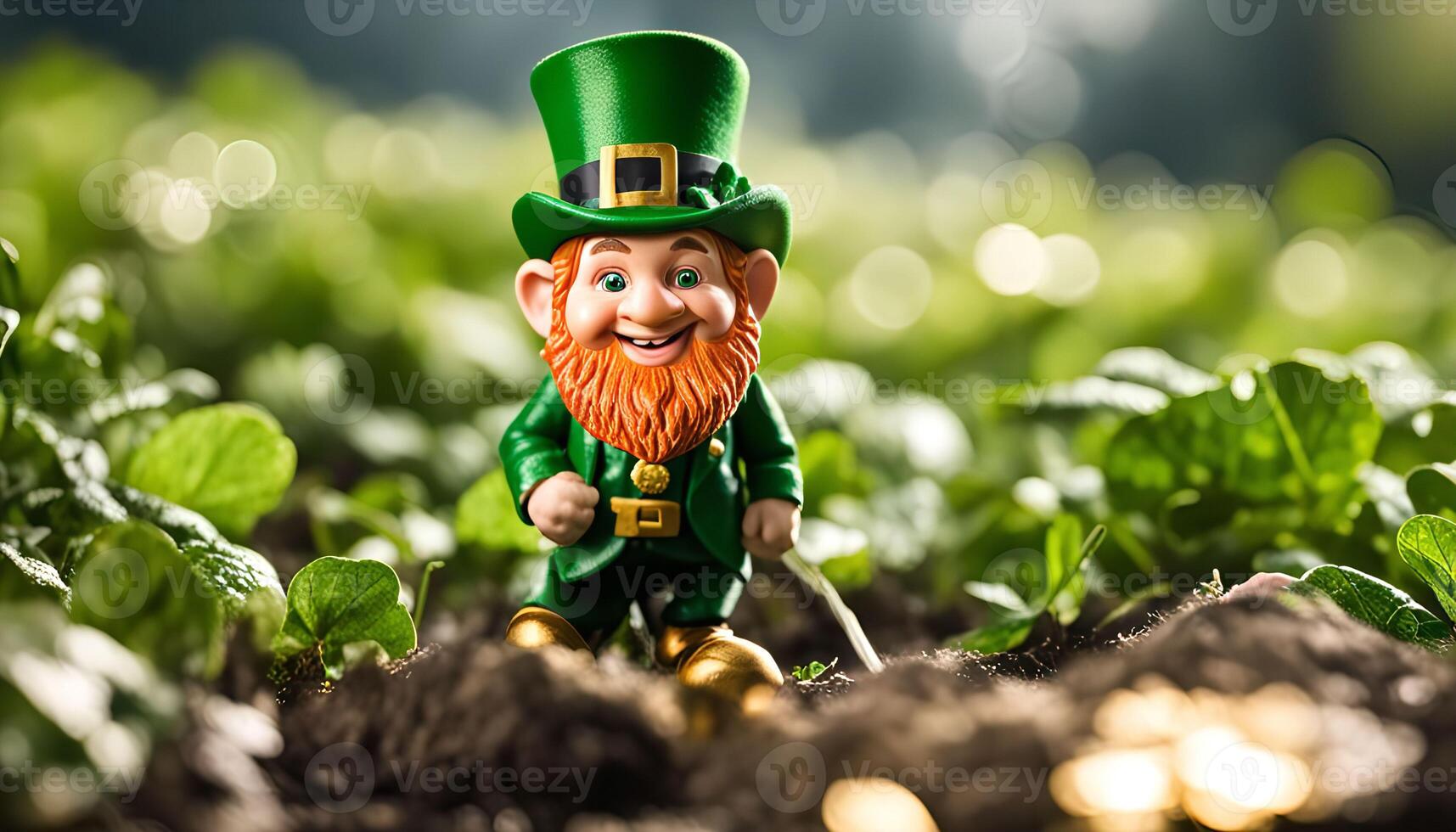 Lucky Leprechaun in a Field of Clover photo