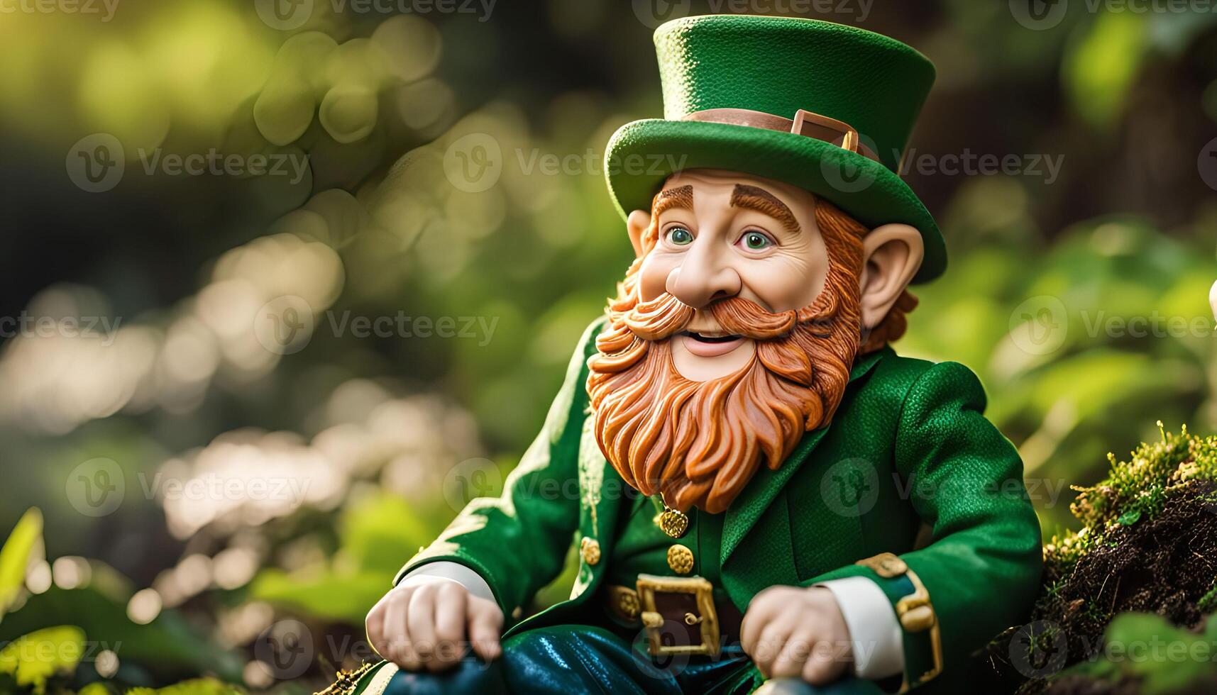 Smiling Leprechaun in Green Hat photo