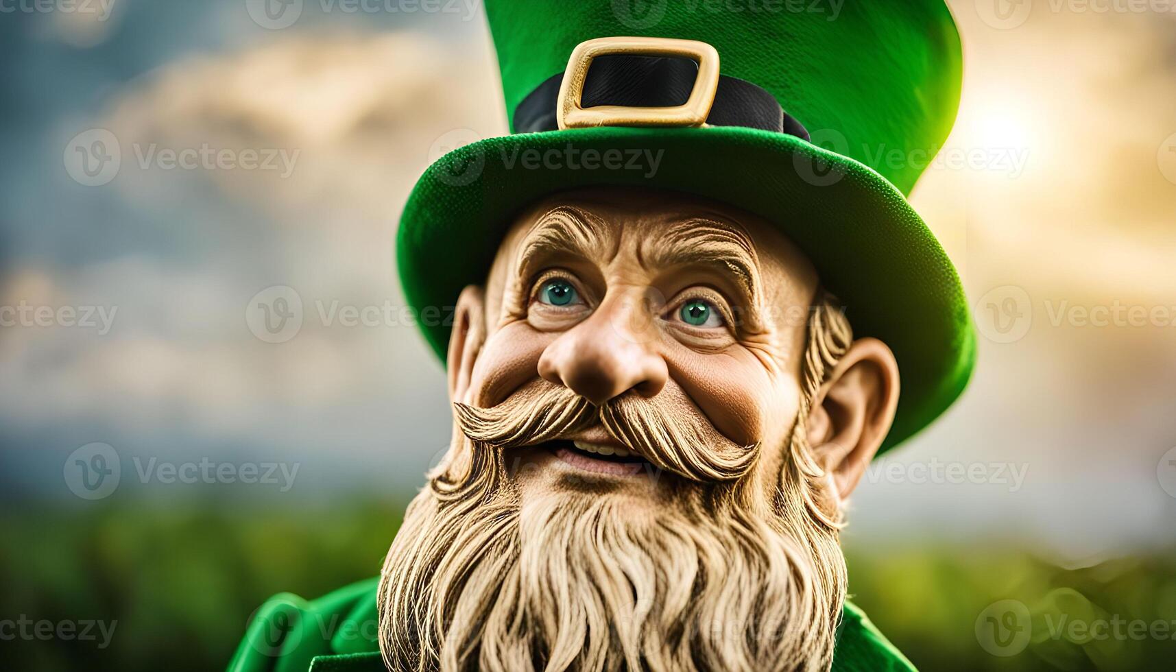 Smiling Leprechaun Wearing Green Hat photo
