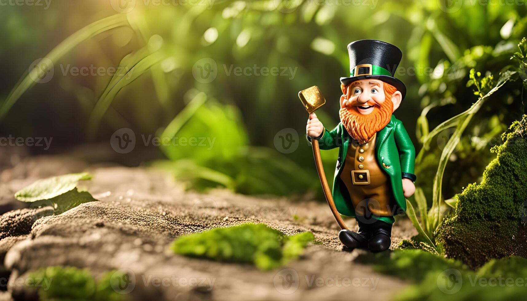 Leprechaun Figurine in a Green Forest photo