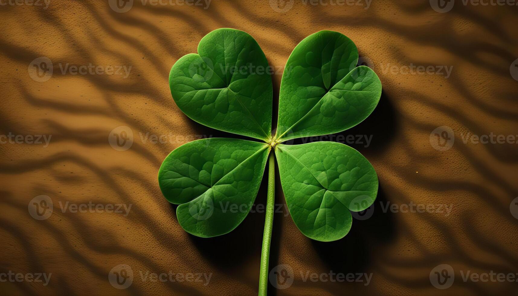 Four Leaf Clover on Brown Background photo