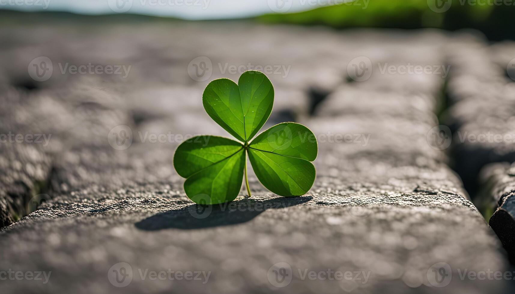 A Single Shamrock on a Stone Path photo
