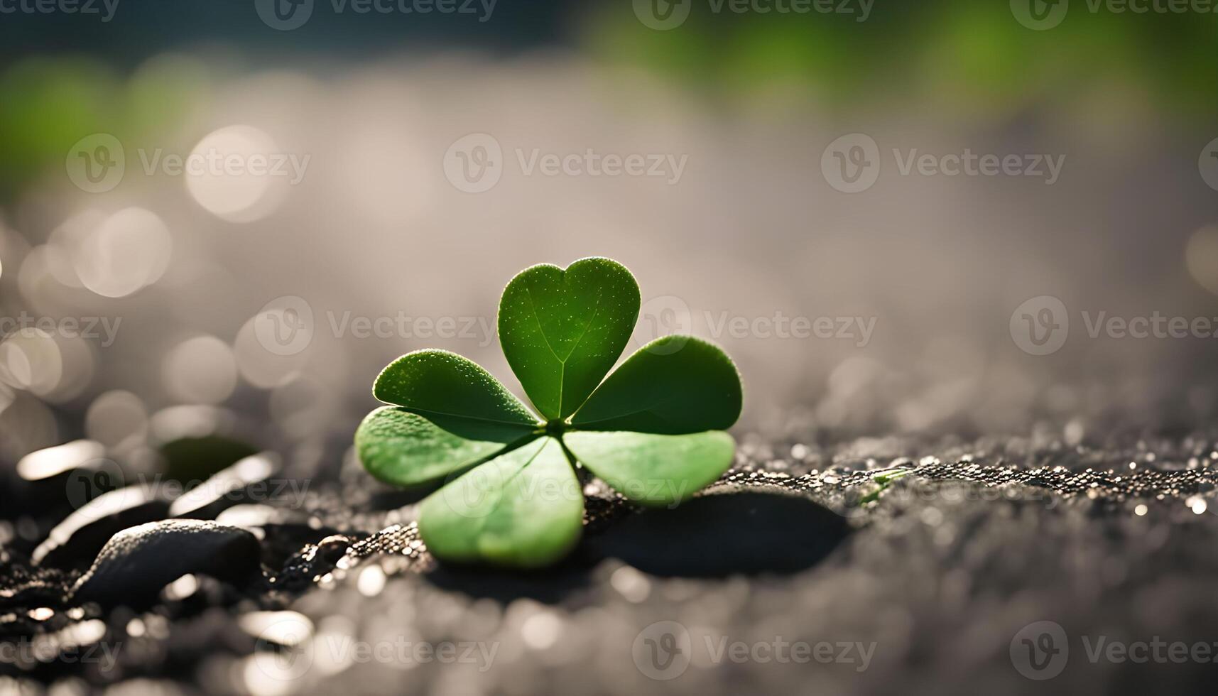 A Single Clover Leaf on a Pathway photo