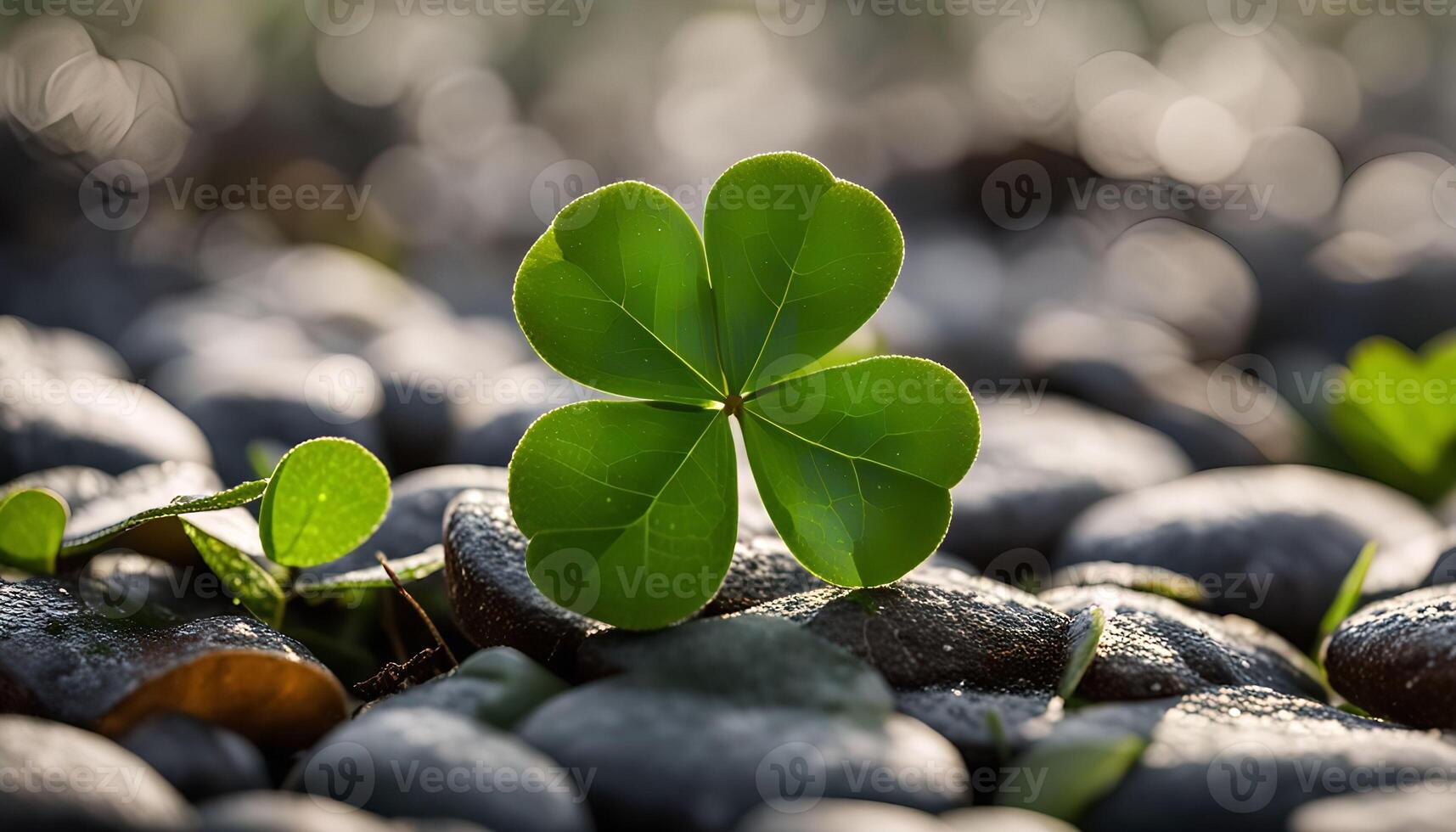 Four Leaf Clover on Rocks photo