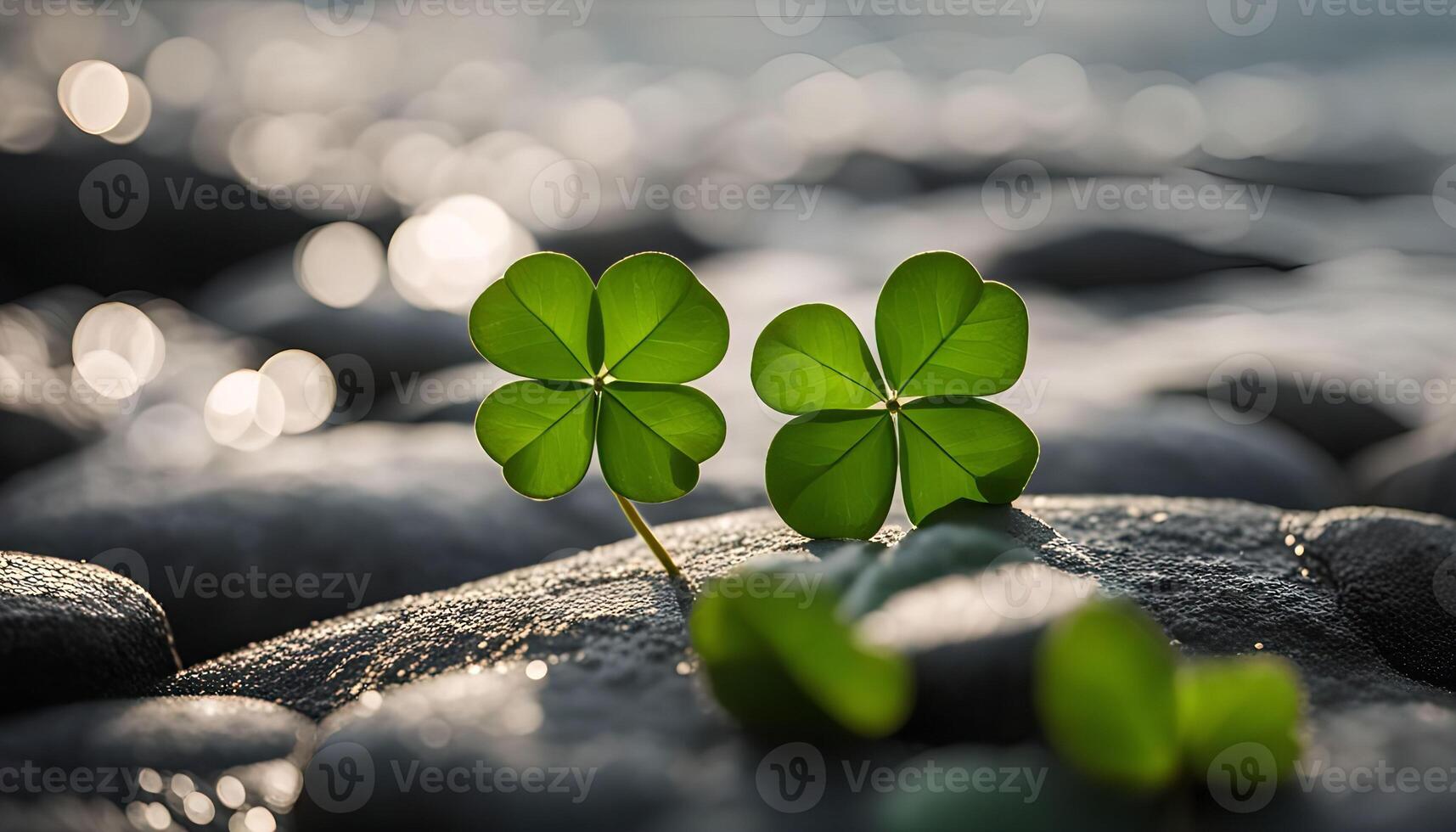 Four Leaf Clover on Rocks photo