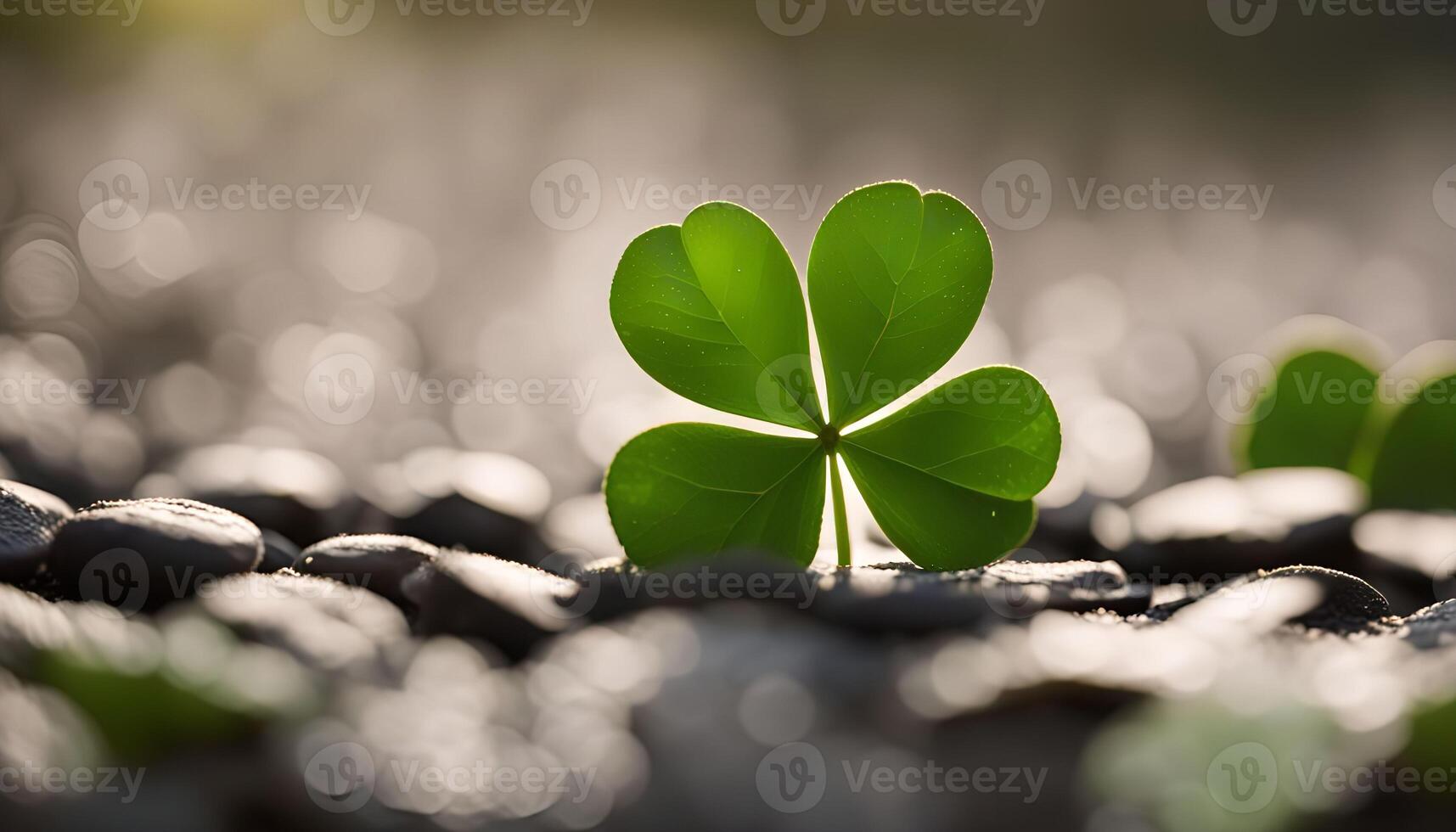 Four Leaf Clover on Stones photo