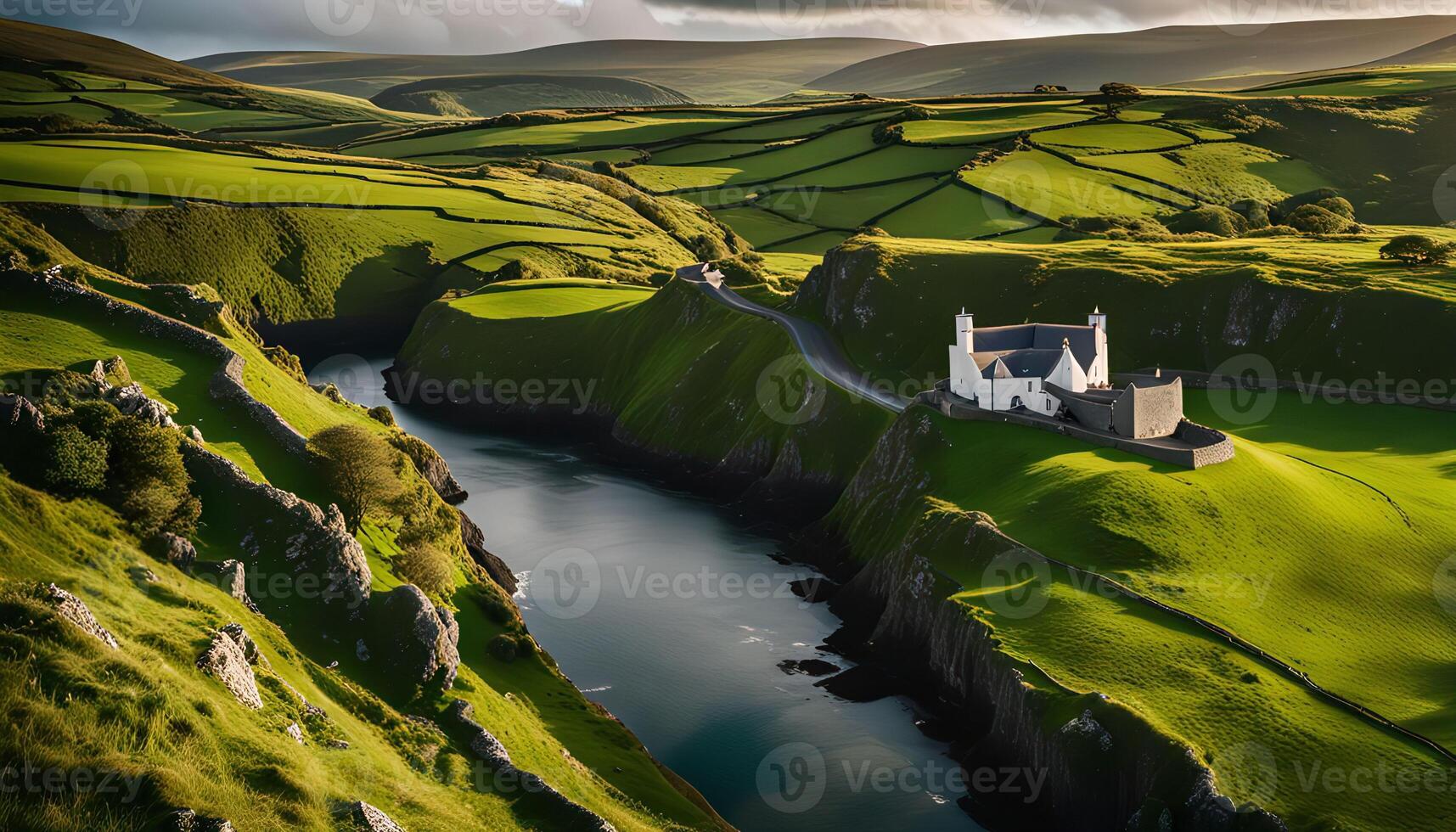 Serene Landscape with a Coastal Church photo