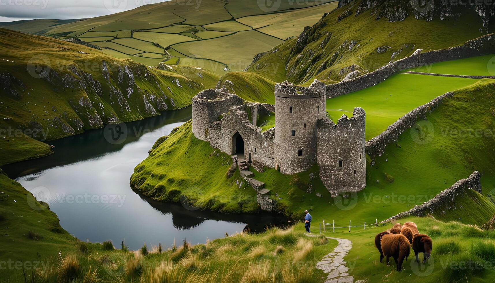 Ancient Castle on a Serene Lake photo