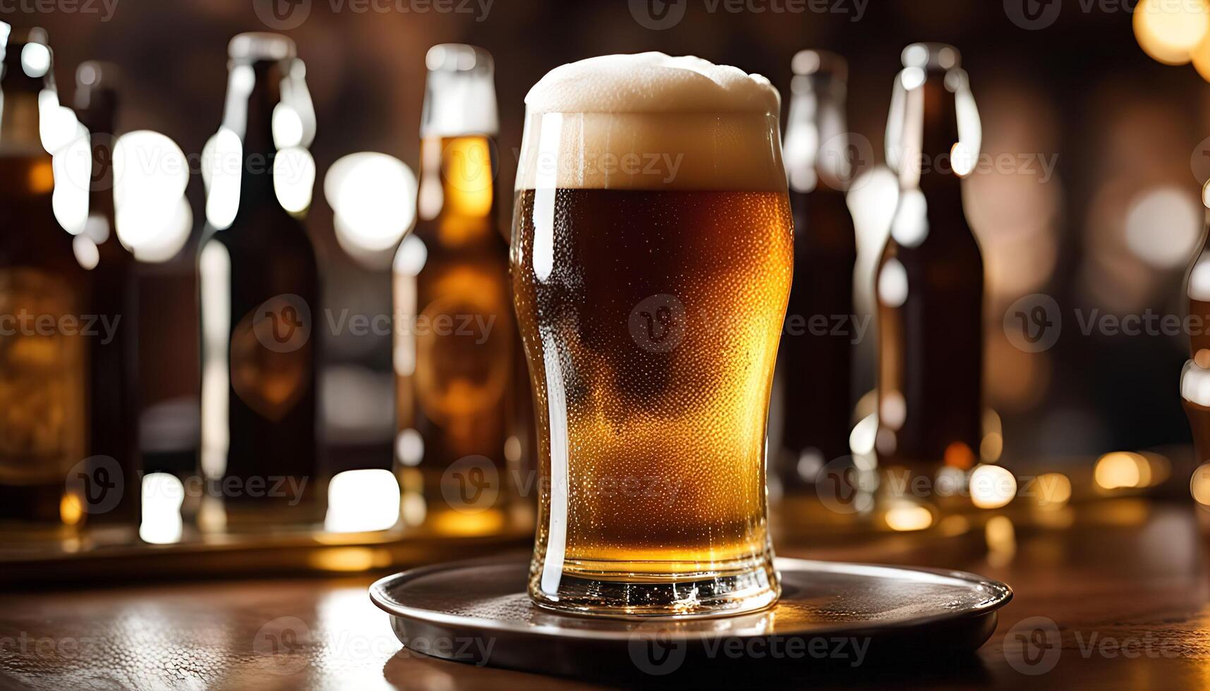 Glass of Beer on a Bar Counter photo