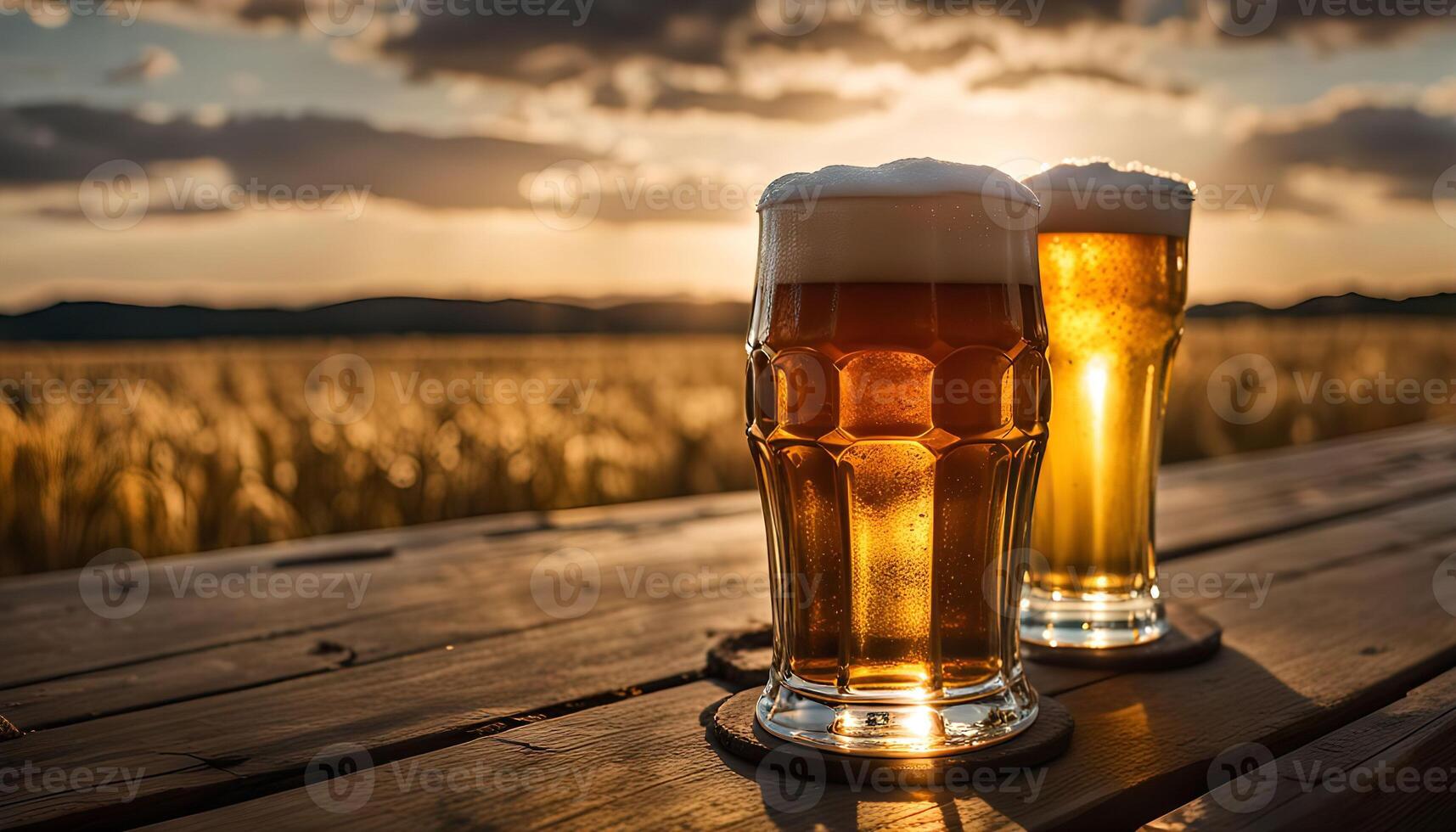 Two Beers at Sunset photo