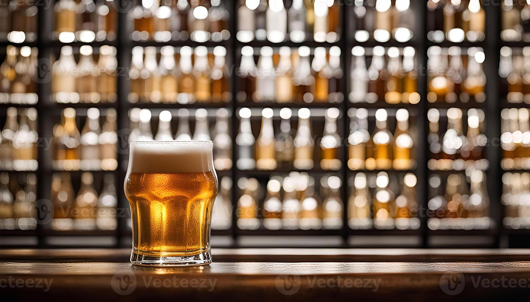 A Glass of Beer on a Bar Counter photo