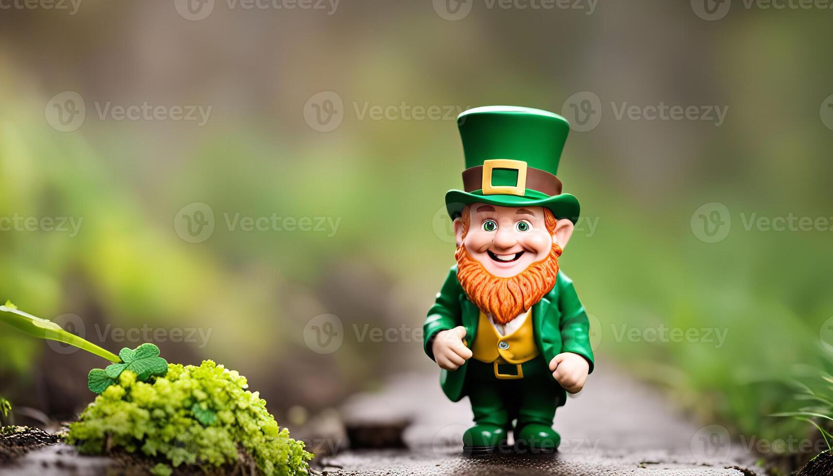 Smiling Leprechaun in a Green Forest photo