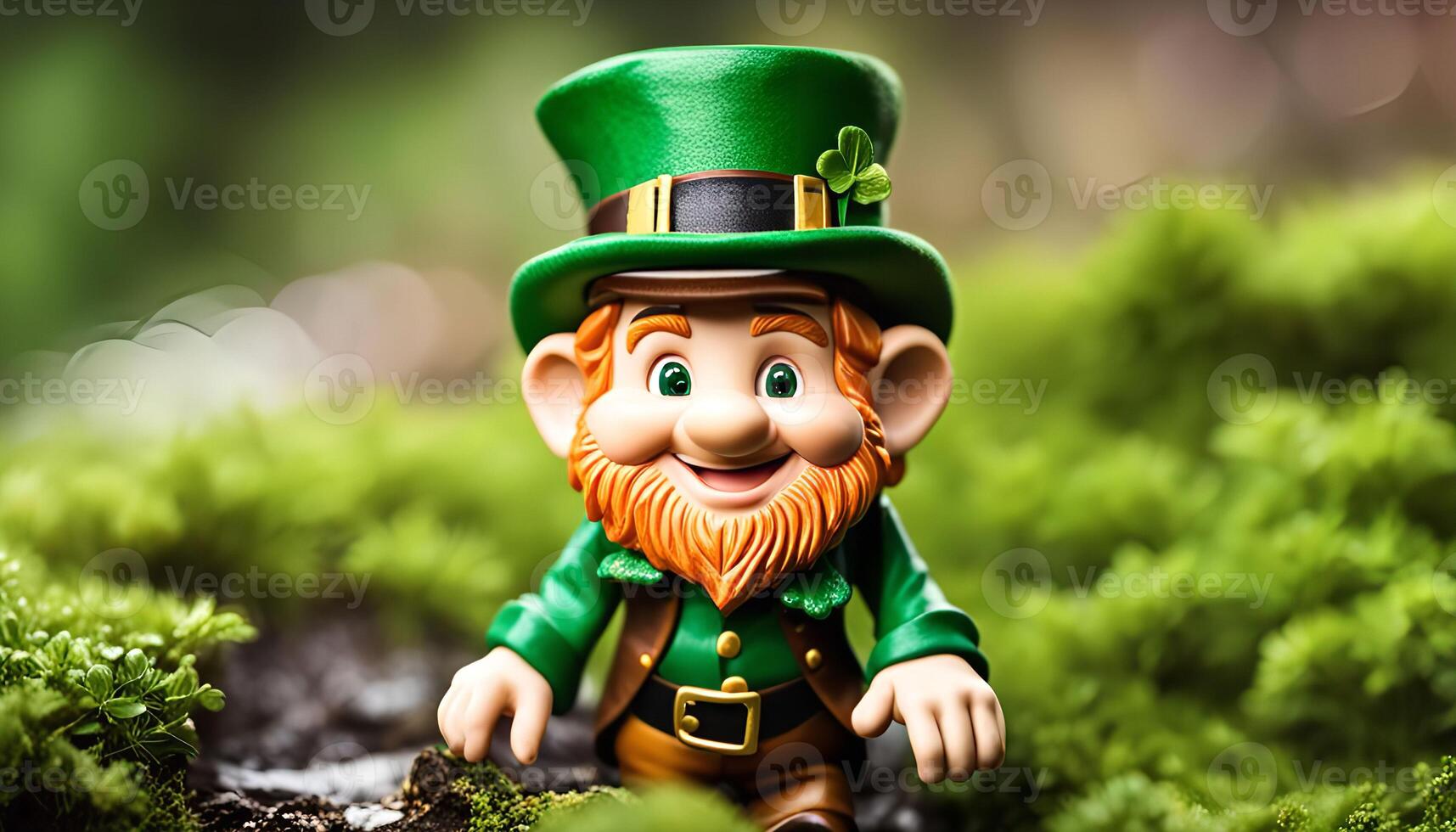A Friendly Leprechaun in a Lush Green Forest photo