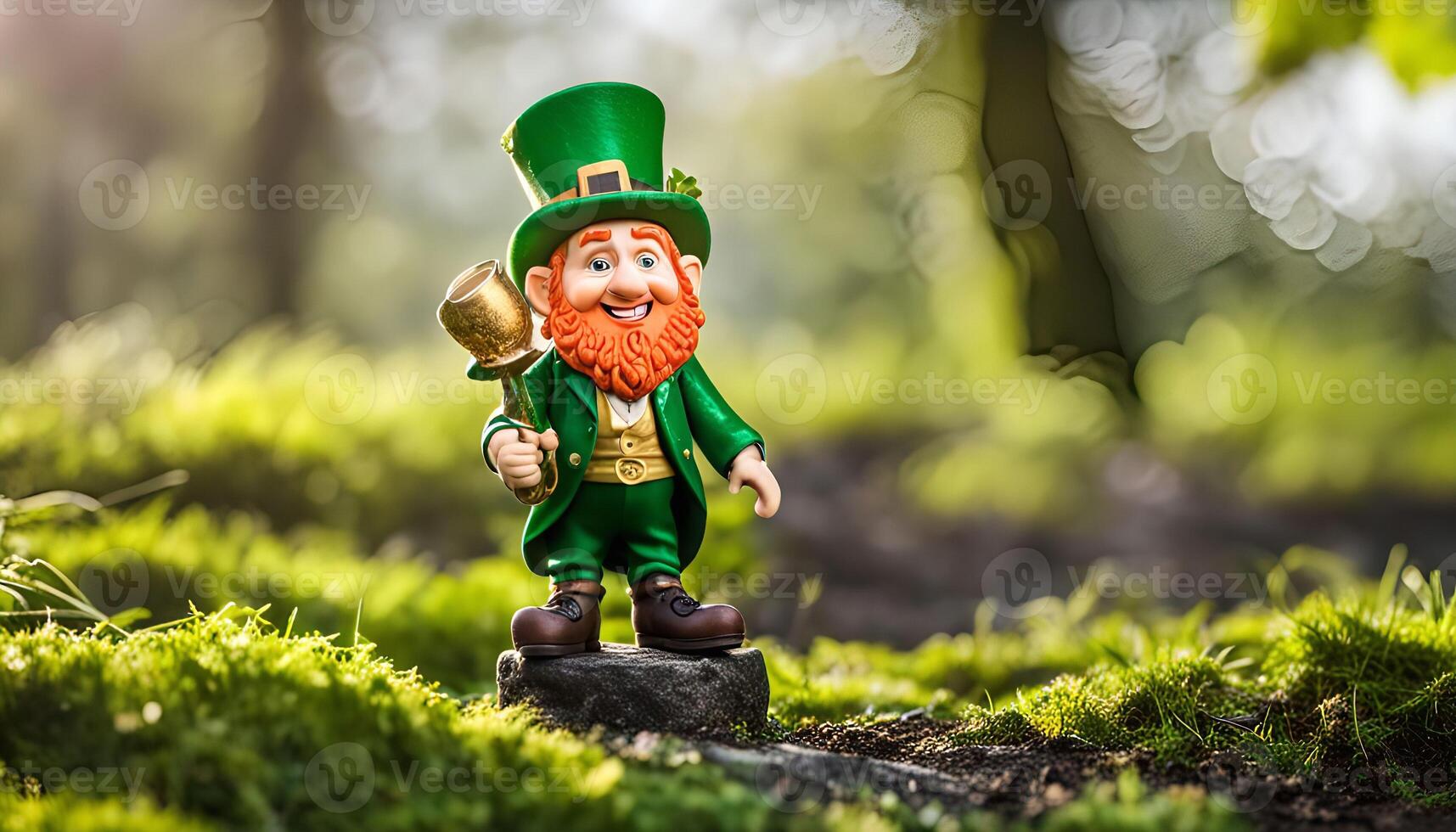 Leprechaun Figurine In a Lush Forest photo