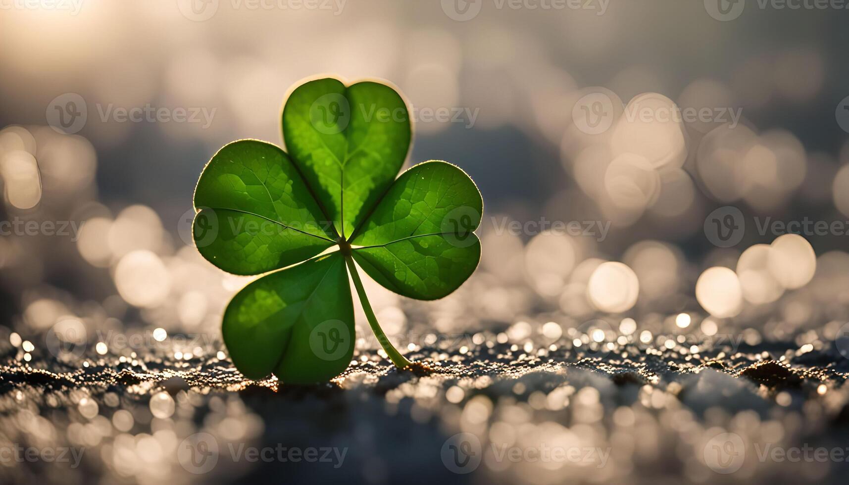 Clover Leaf Close-up with Sun Glimmering photo