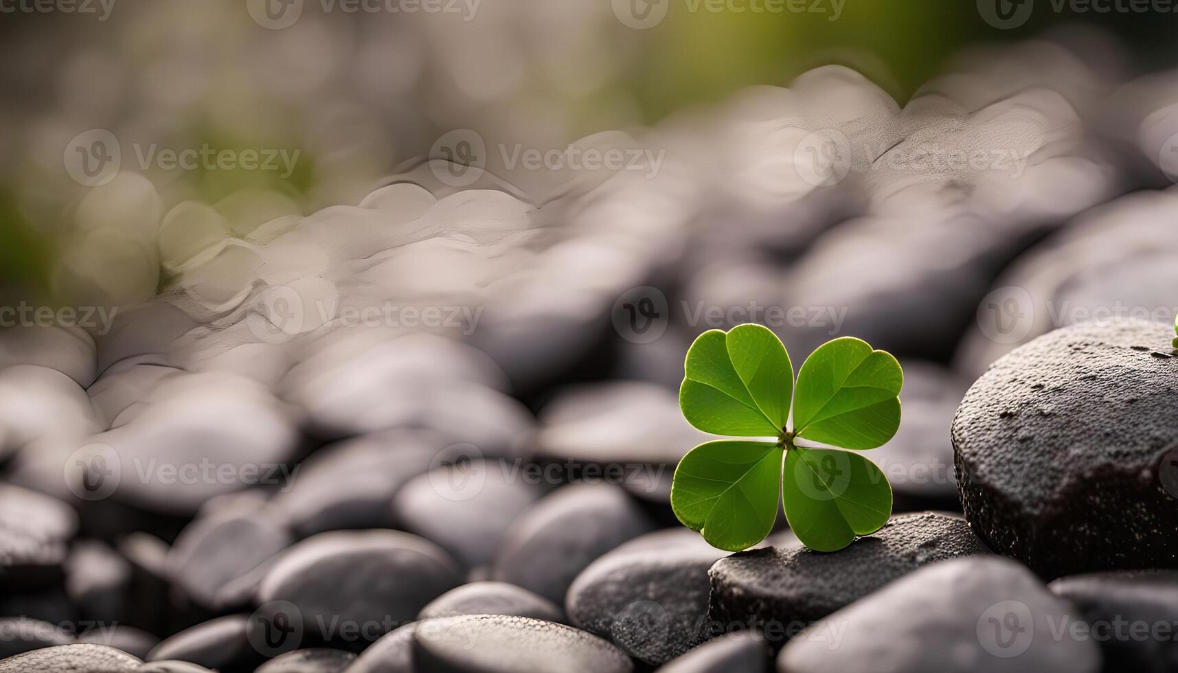 Four Leaf Clover on Rocks photo