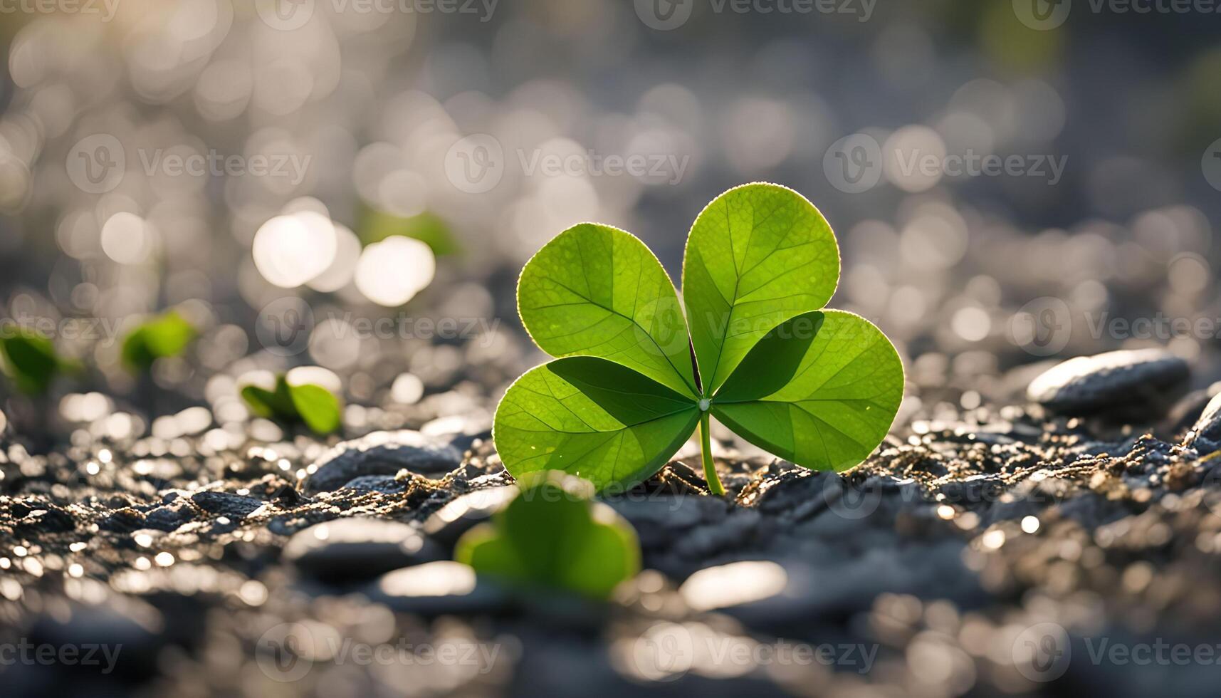 A Little Green Leaf Growing on the Ground photo