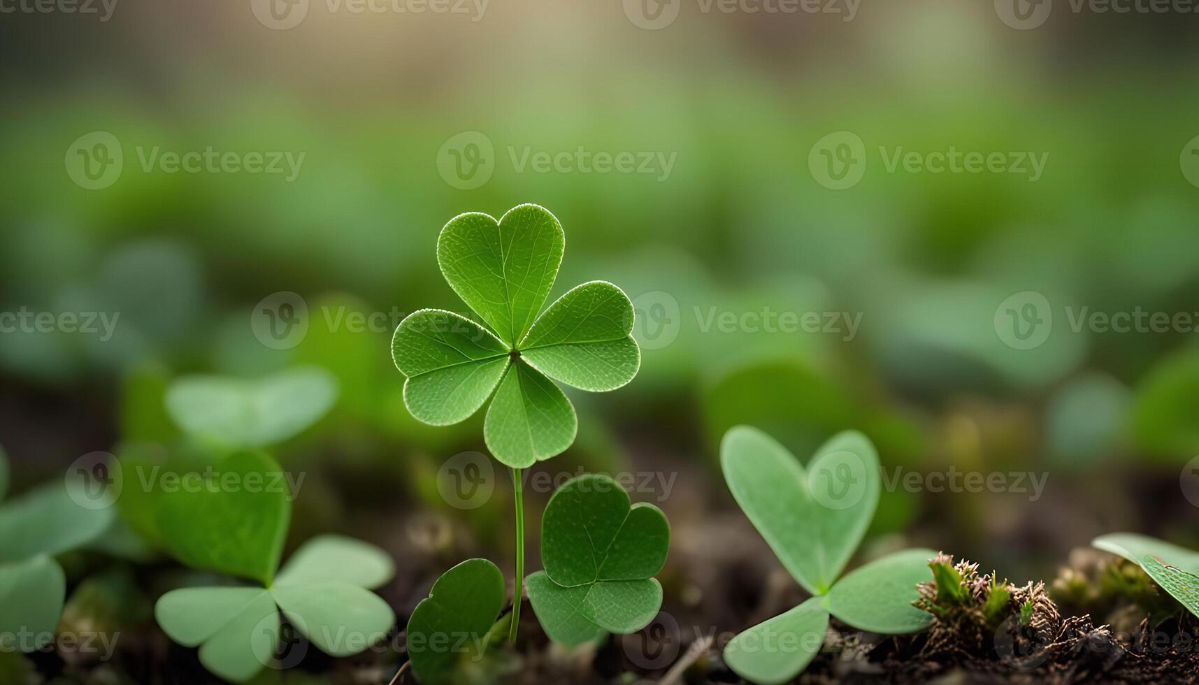 Close-up of a Four-Leaf Clover photo