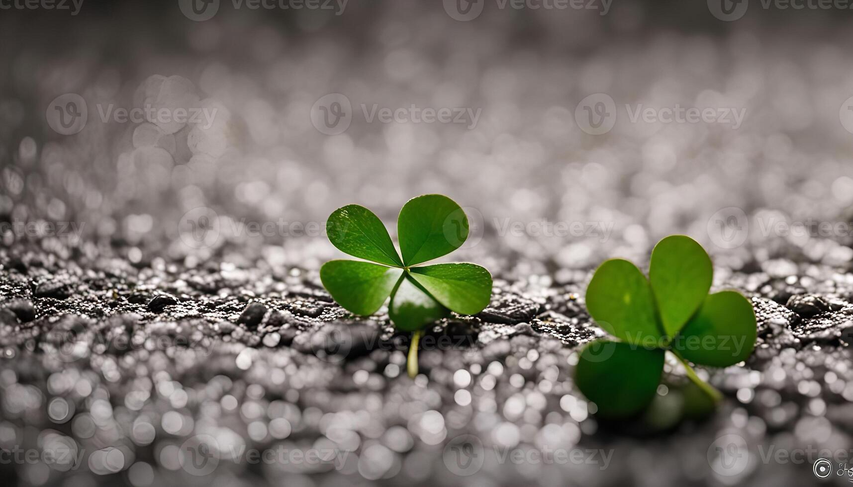 Green Clovers On Wet Asphalt photo