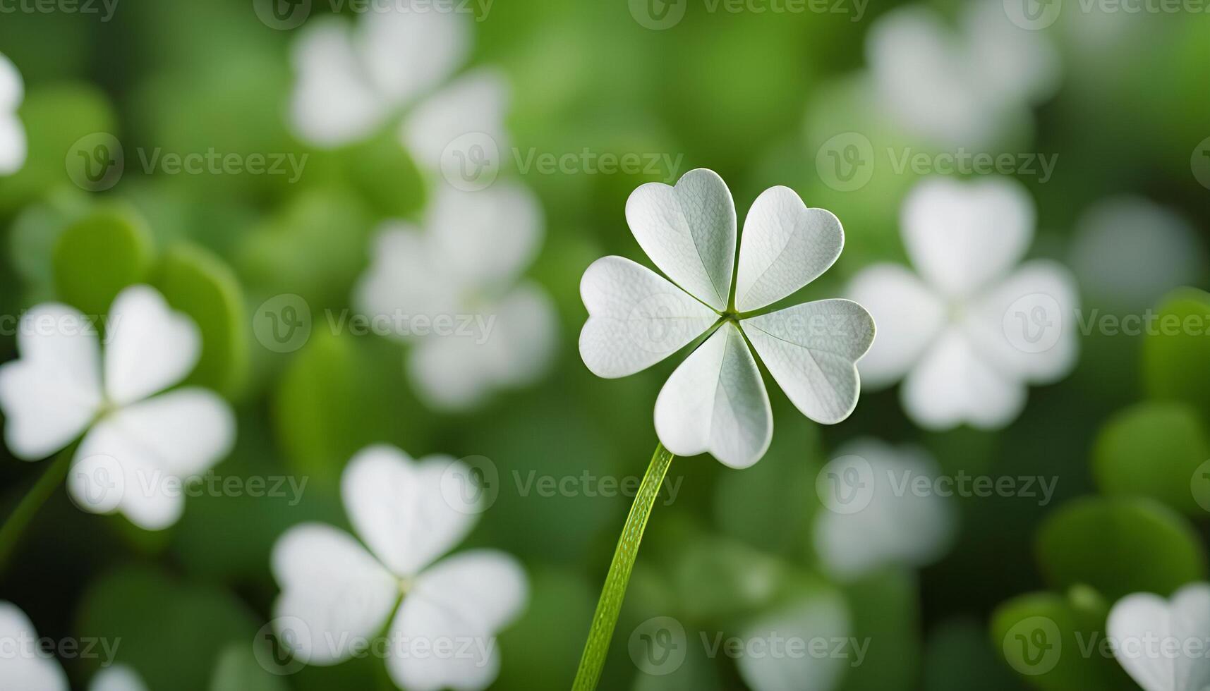 Close-up of a White Four-Leaf Clover photo