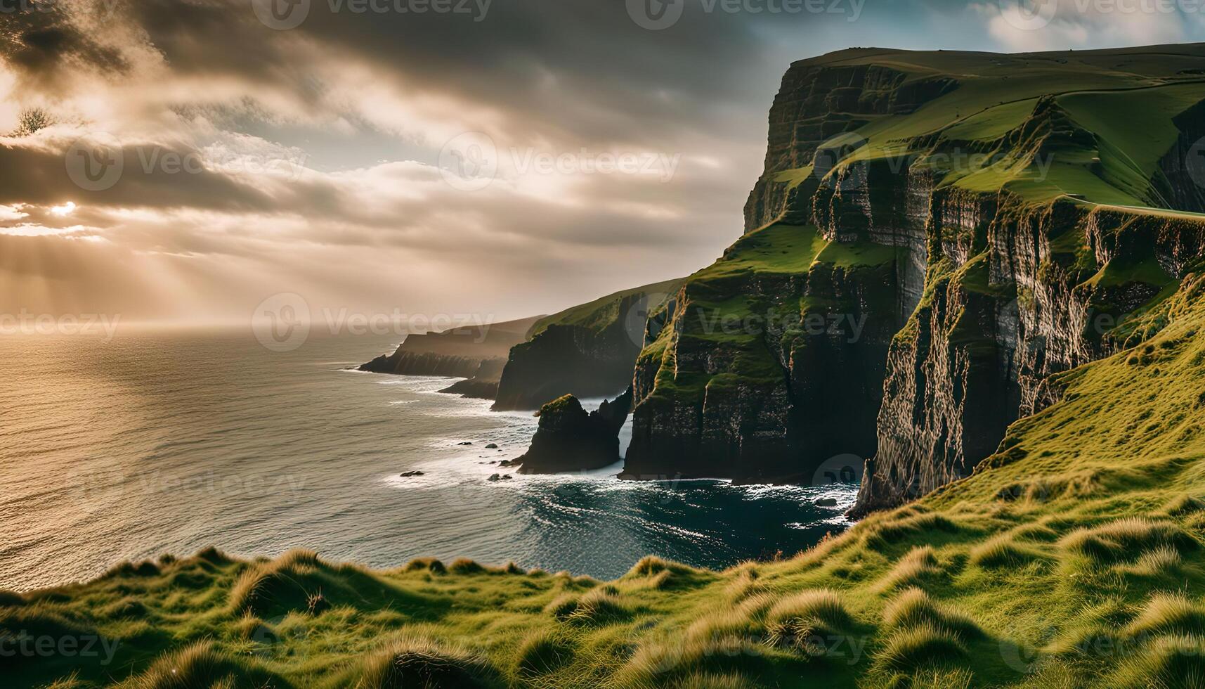 Dramatic Cliffs and Ocean in Iceland photo