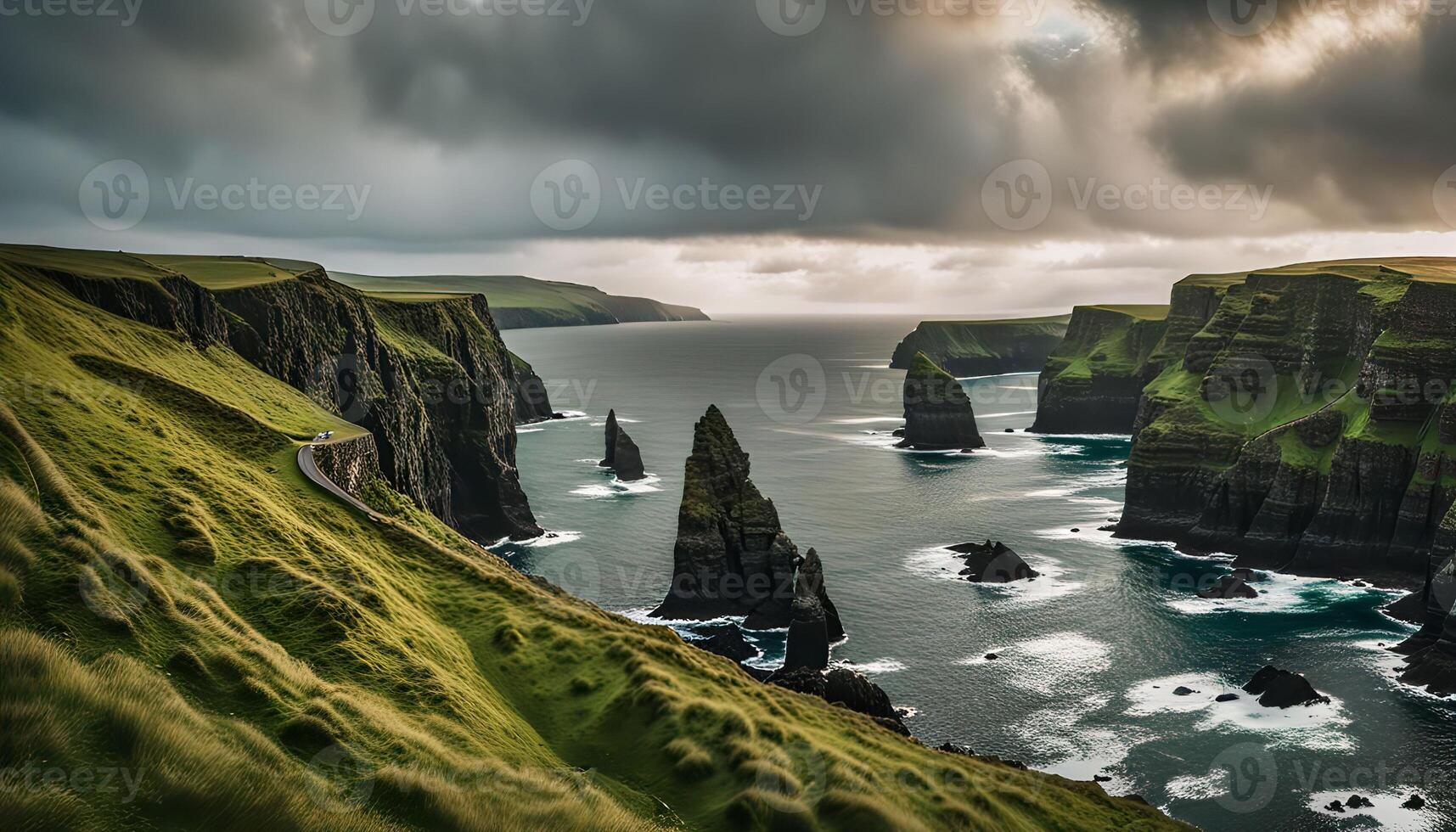 Dramatic Cliffs and Sea in Ireland photo