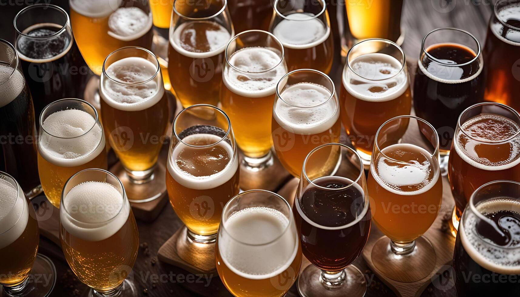 Assortment of Beers in Glasses photo