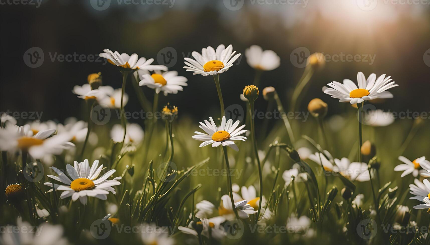 Daisy Field in Sunlit Meadow photo