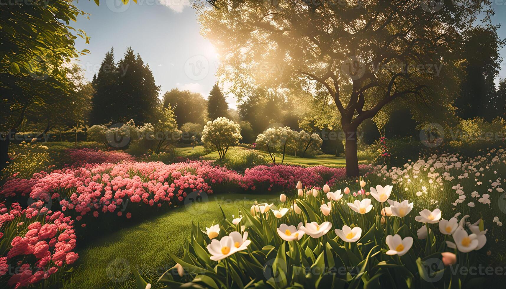 Spring Flowers Blooming In The Garden photo