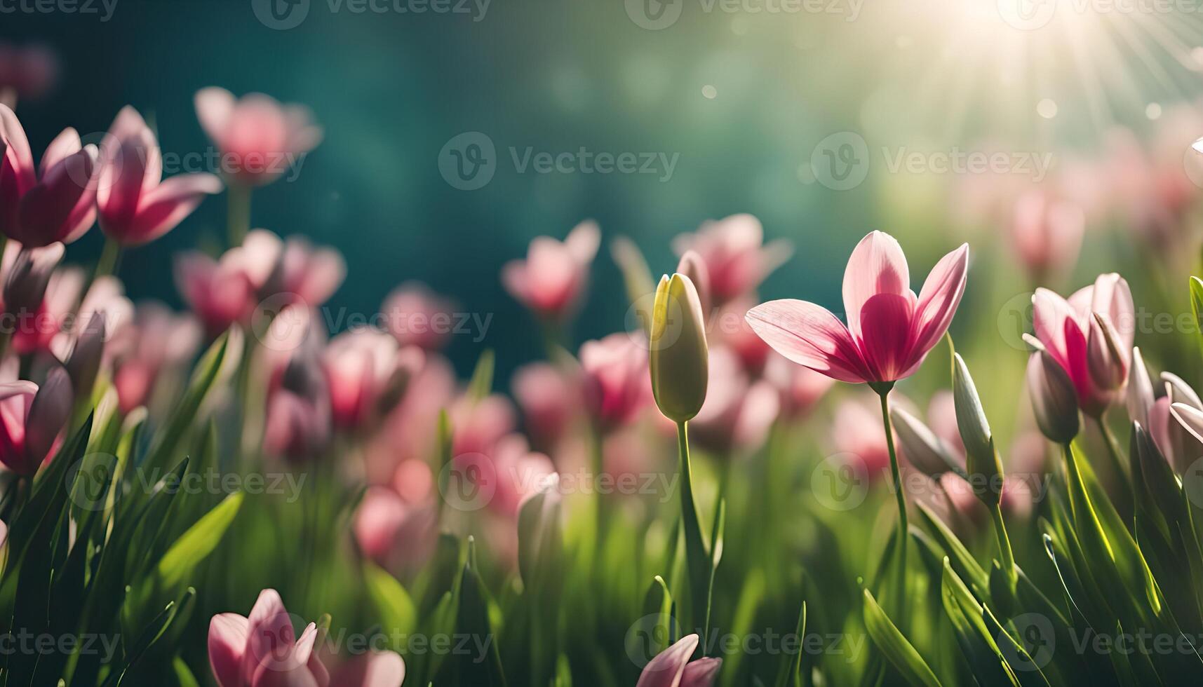 Sunlit Tulips Field photo
