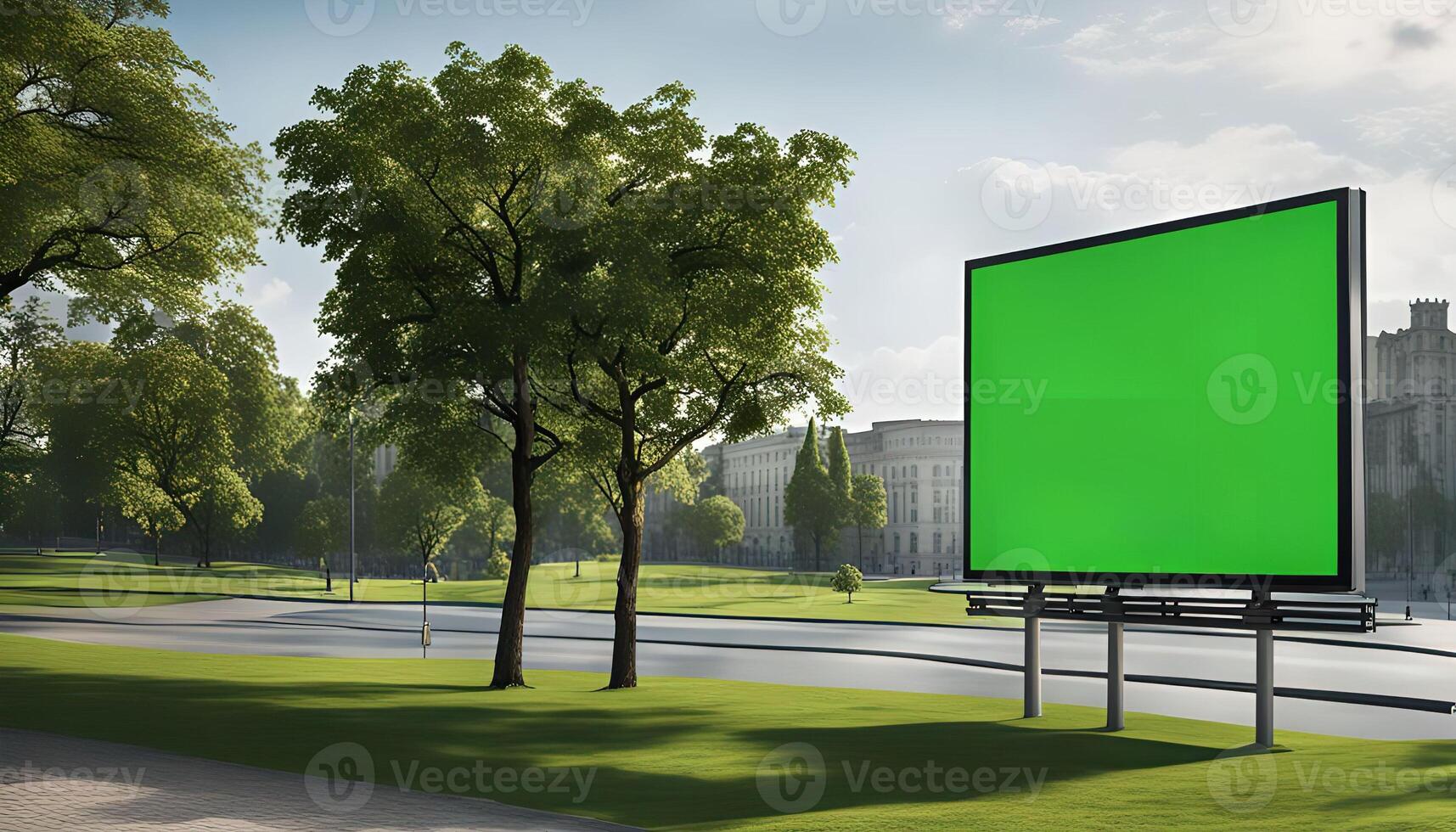 Billboard in Park with Green Screen photo