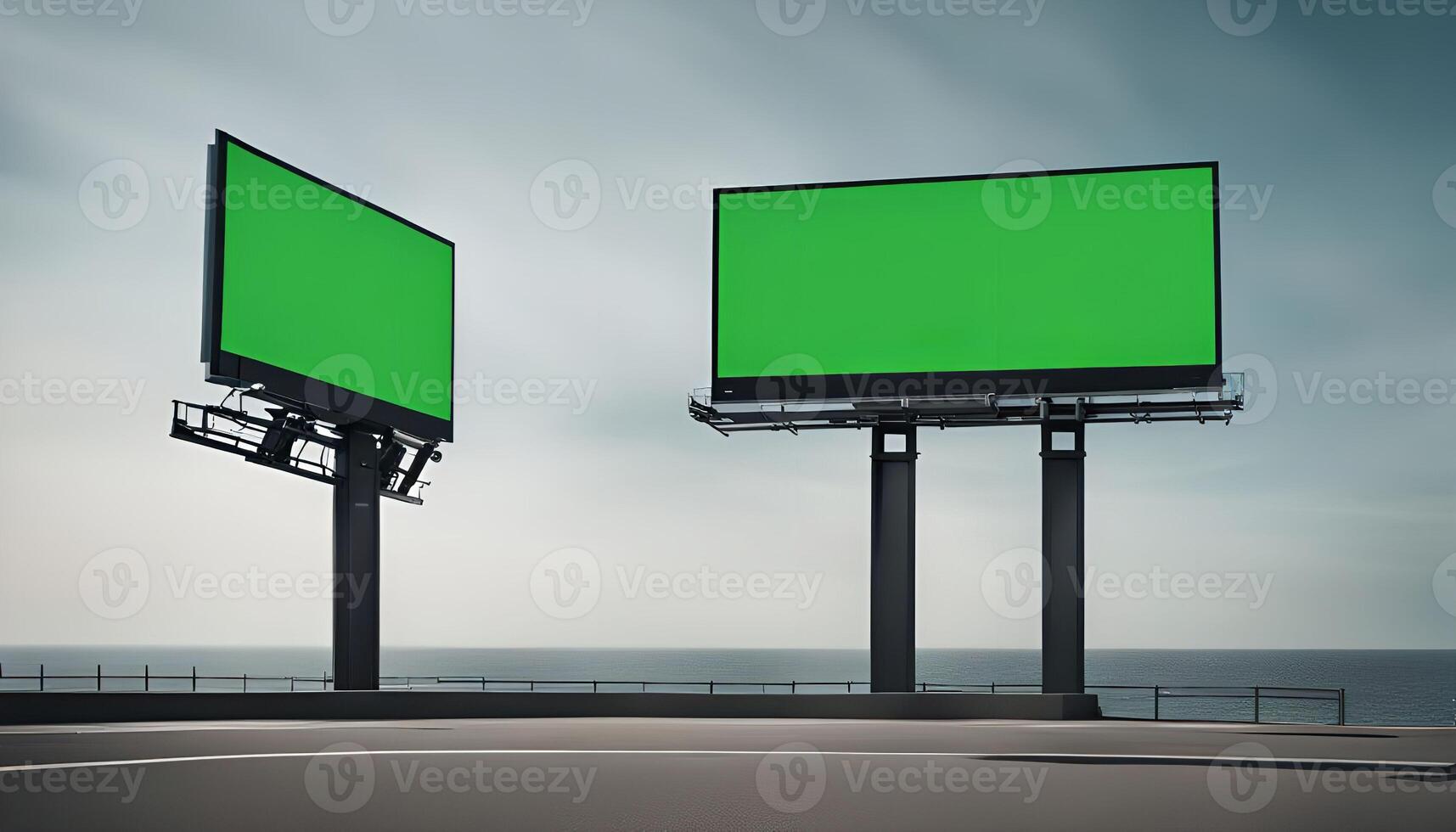 Green Screen Billboard by the Ocean photo