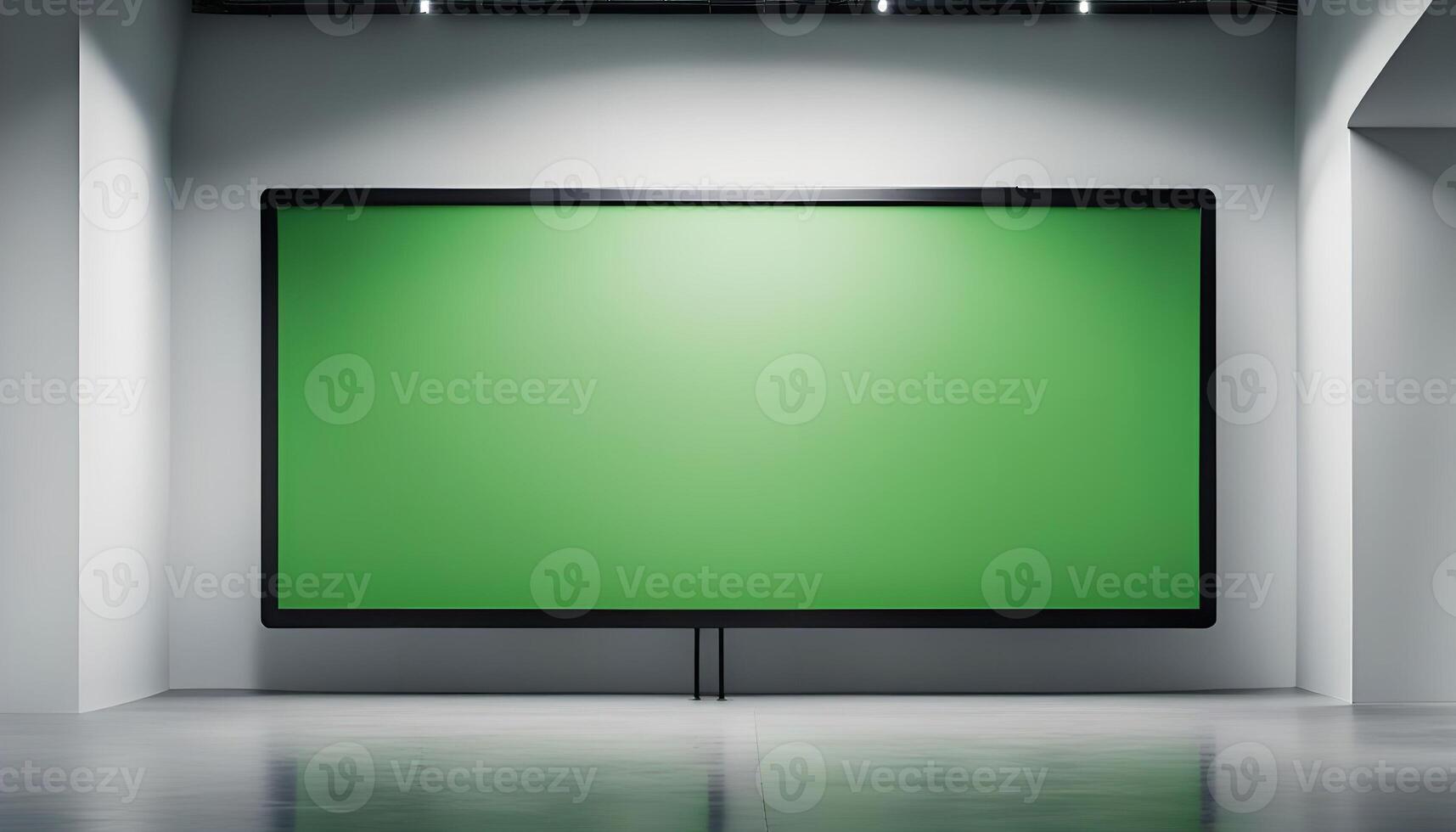 Blank Green Screen Display in a Minimalist Room photo
