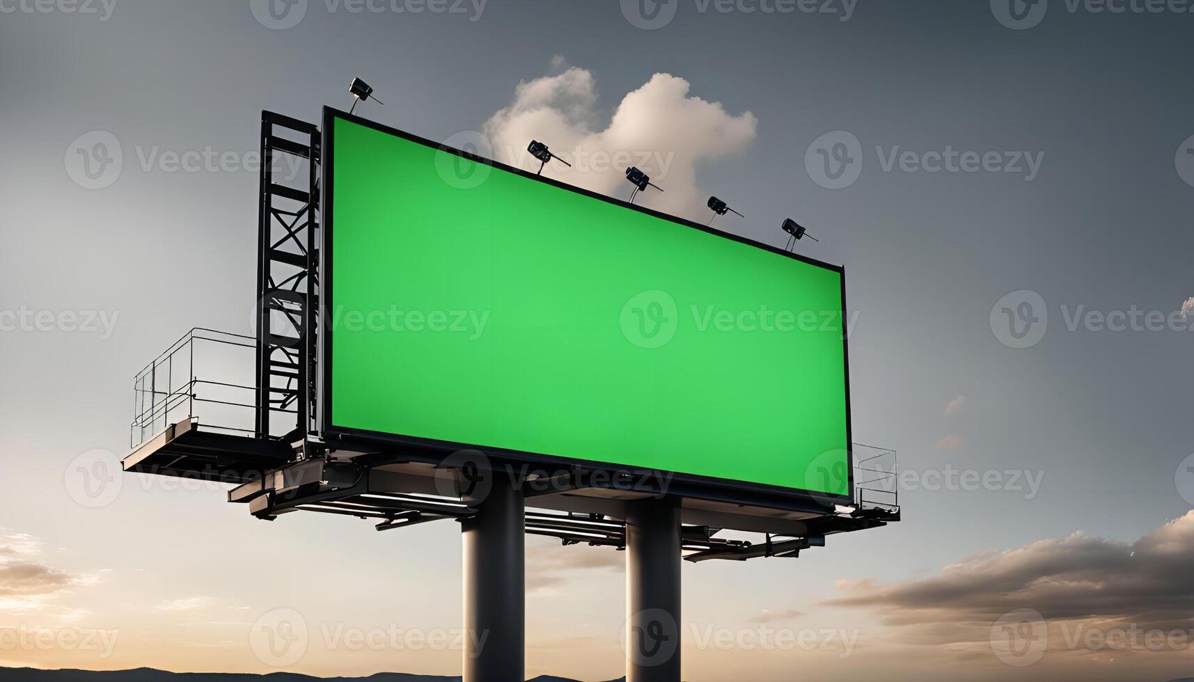 Blank Billboard Green Screen Mockup photo