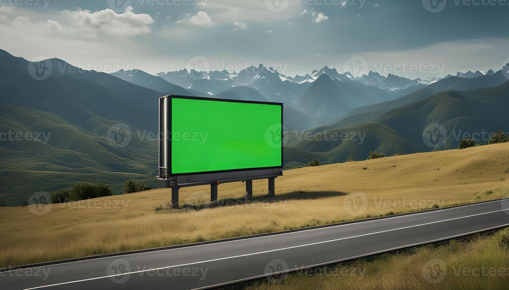 Billboard Ad Mockup with Mountain Background photo